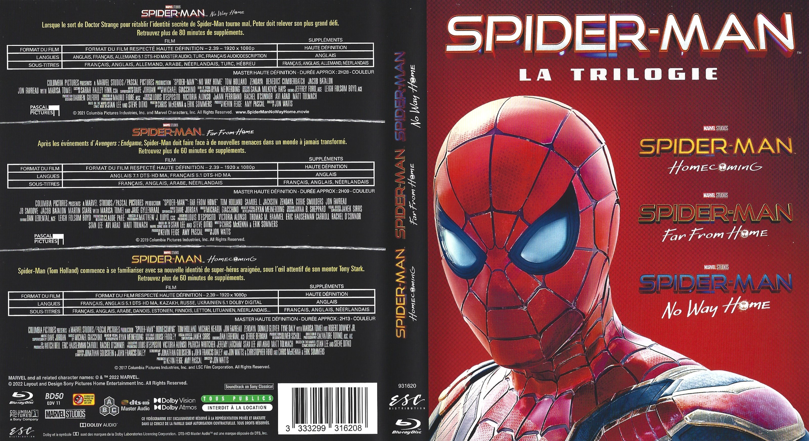 Jaquette DVD Trilogie Spider-Man (2022) (BLU-RAY)