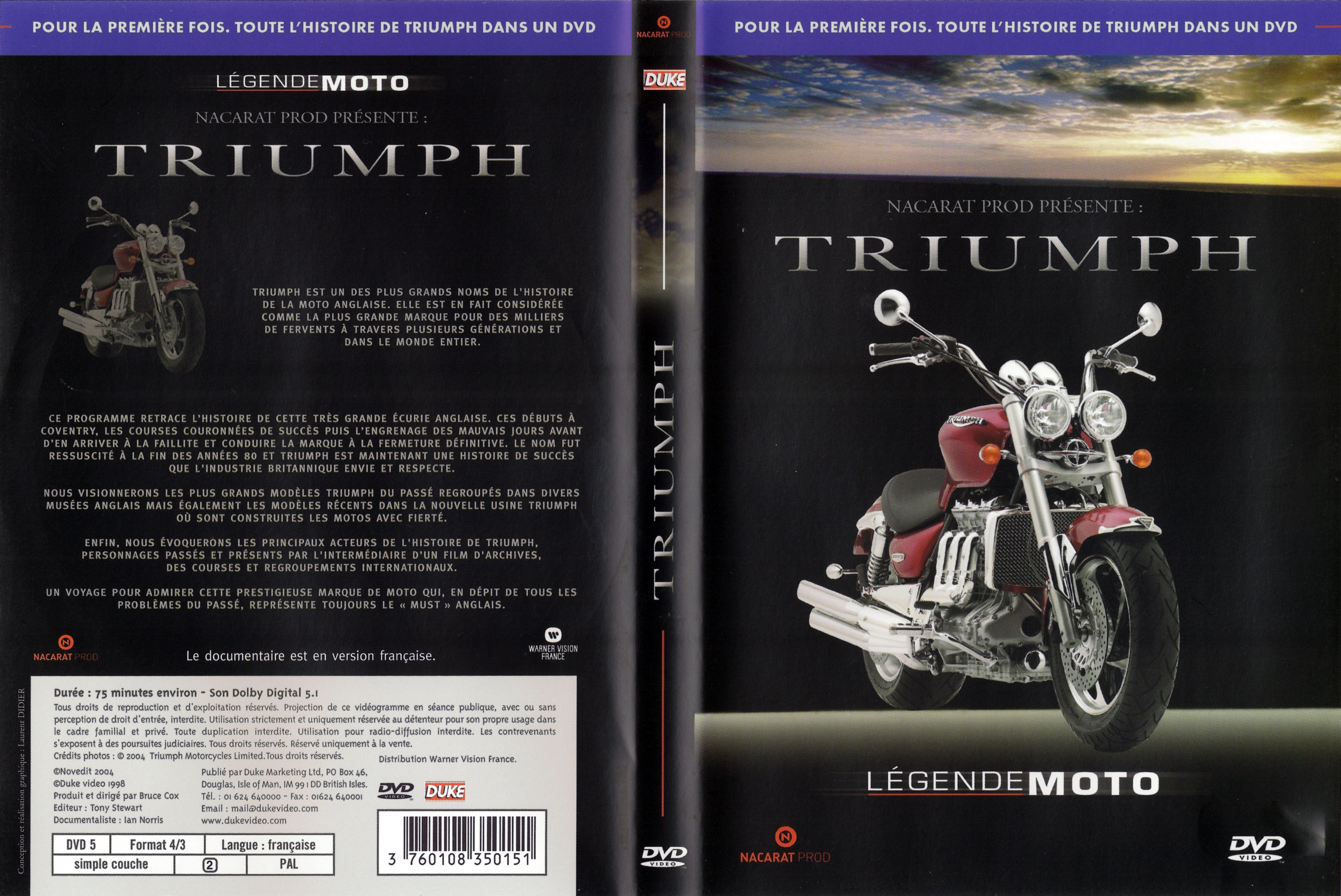 Jaquette DVD Triumph legende moto