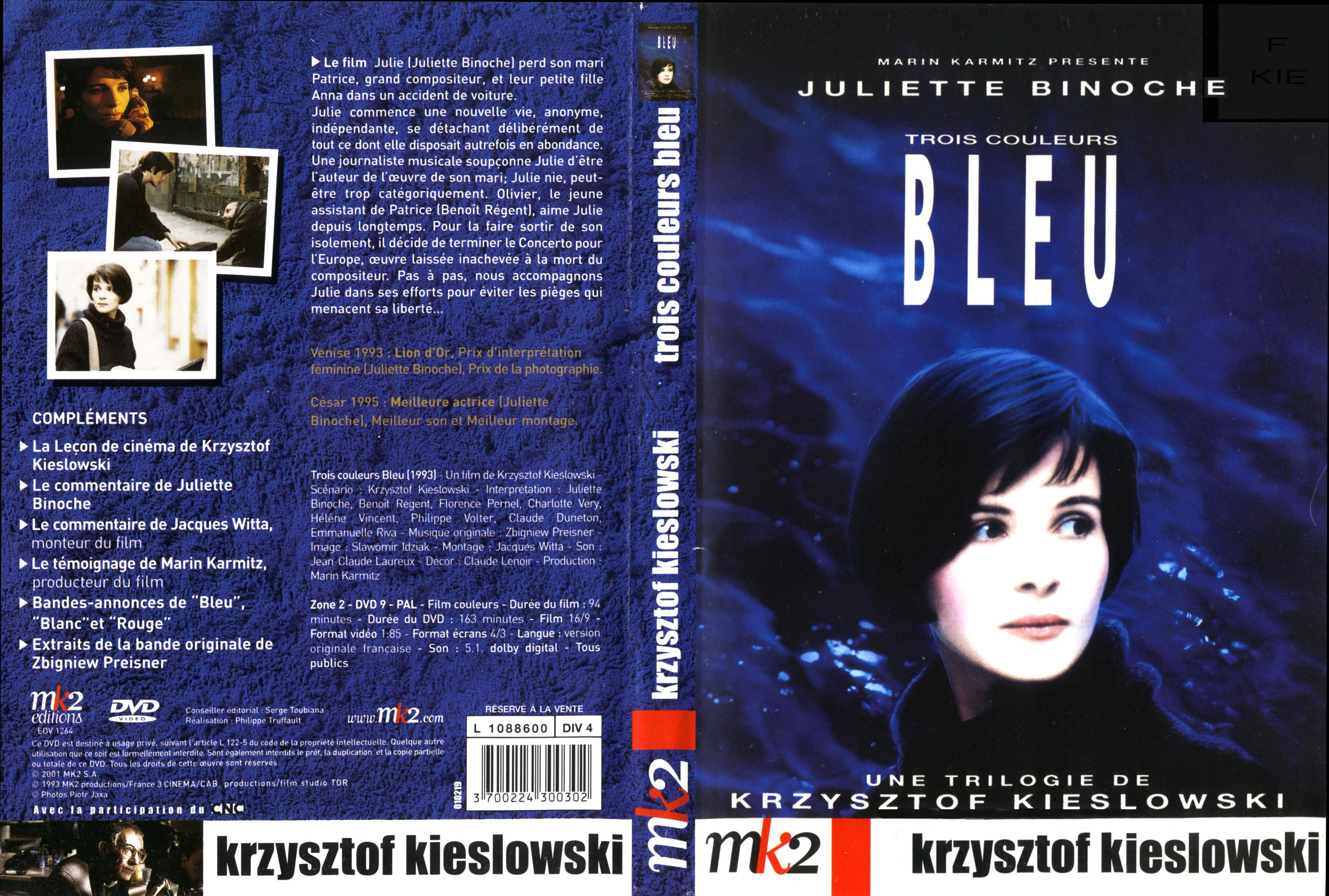 Jaquette DVD Trois couleurs Bleu