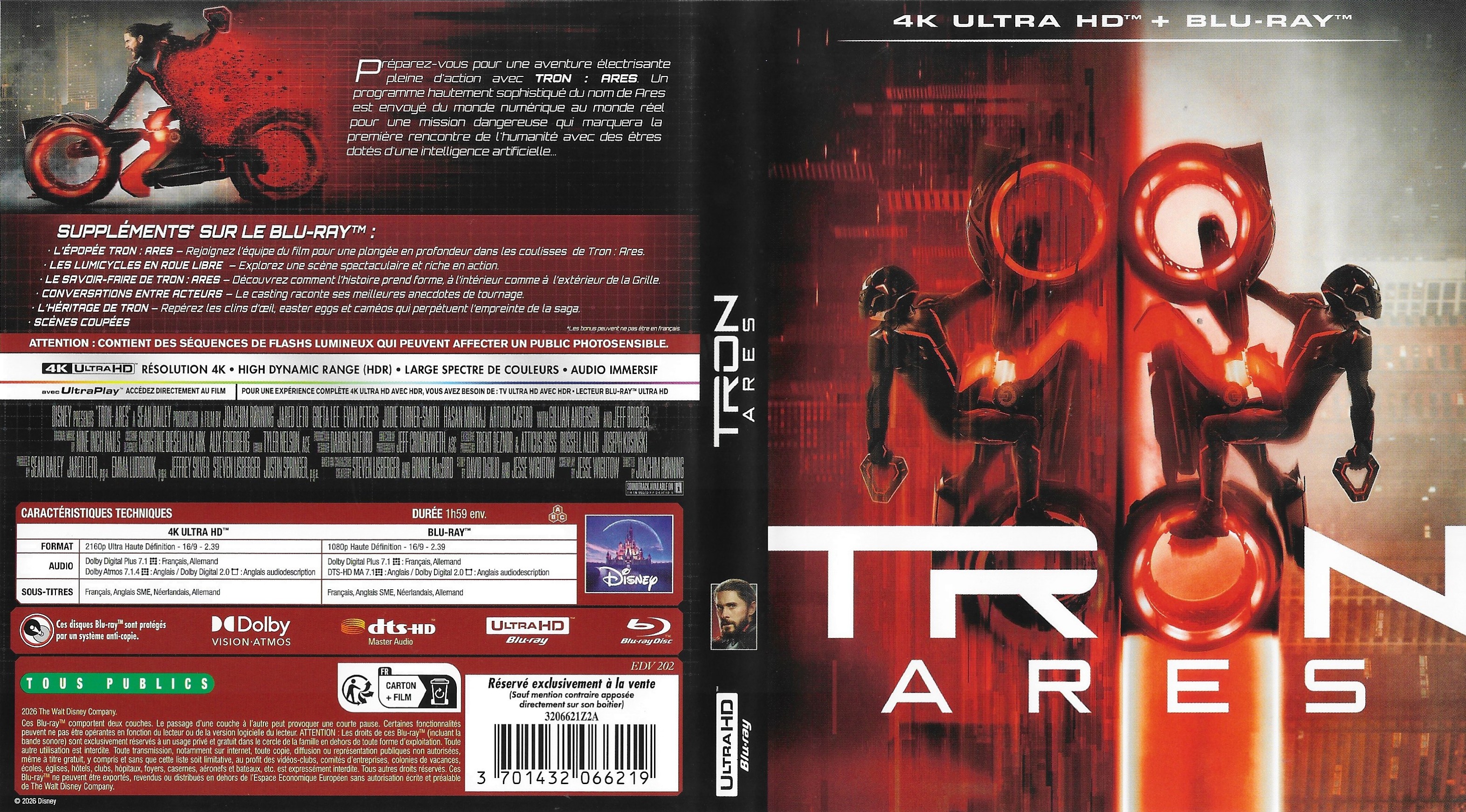 Jaquette DVD Tron Ares 4K (BLU-RAY)