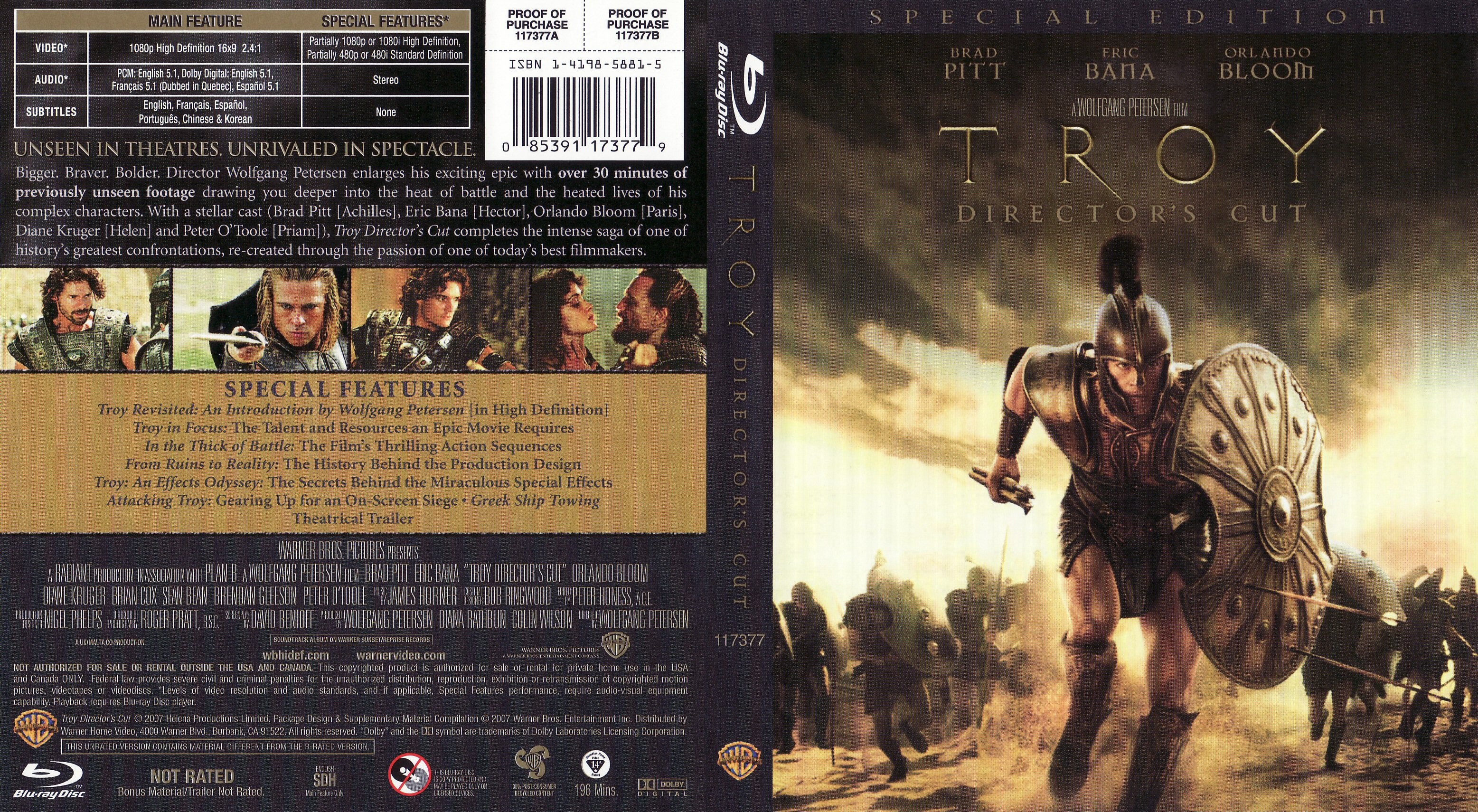 Jaquette DVD Troy - Troie (Canadienne) (BLU-RAY)