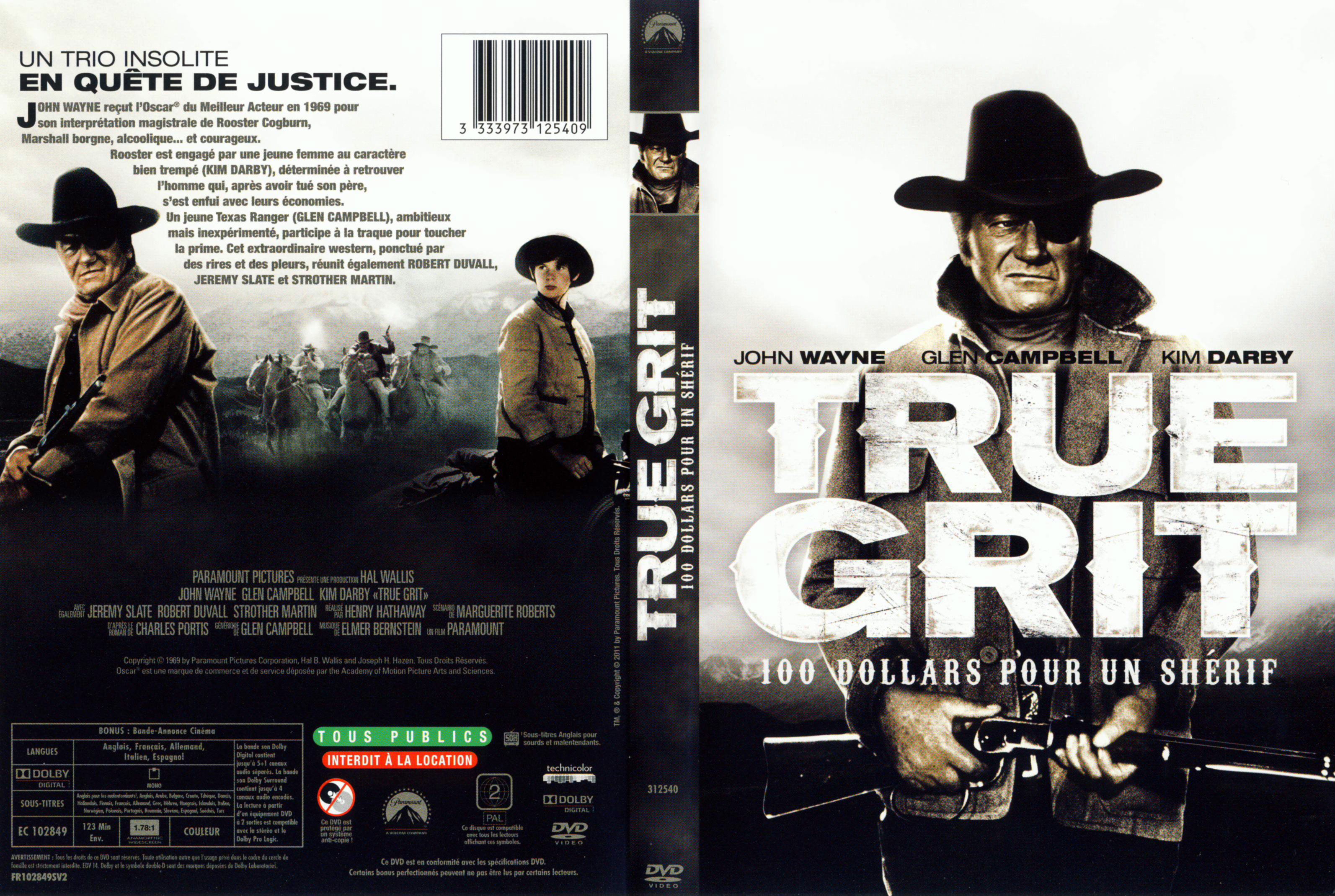 Jaquette DVD True Grit - 100 dollars pour un sherif