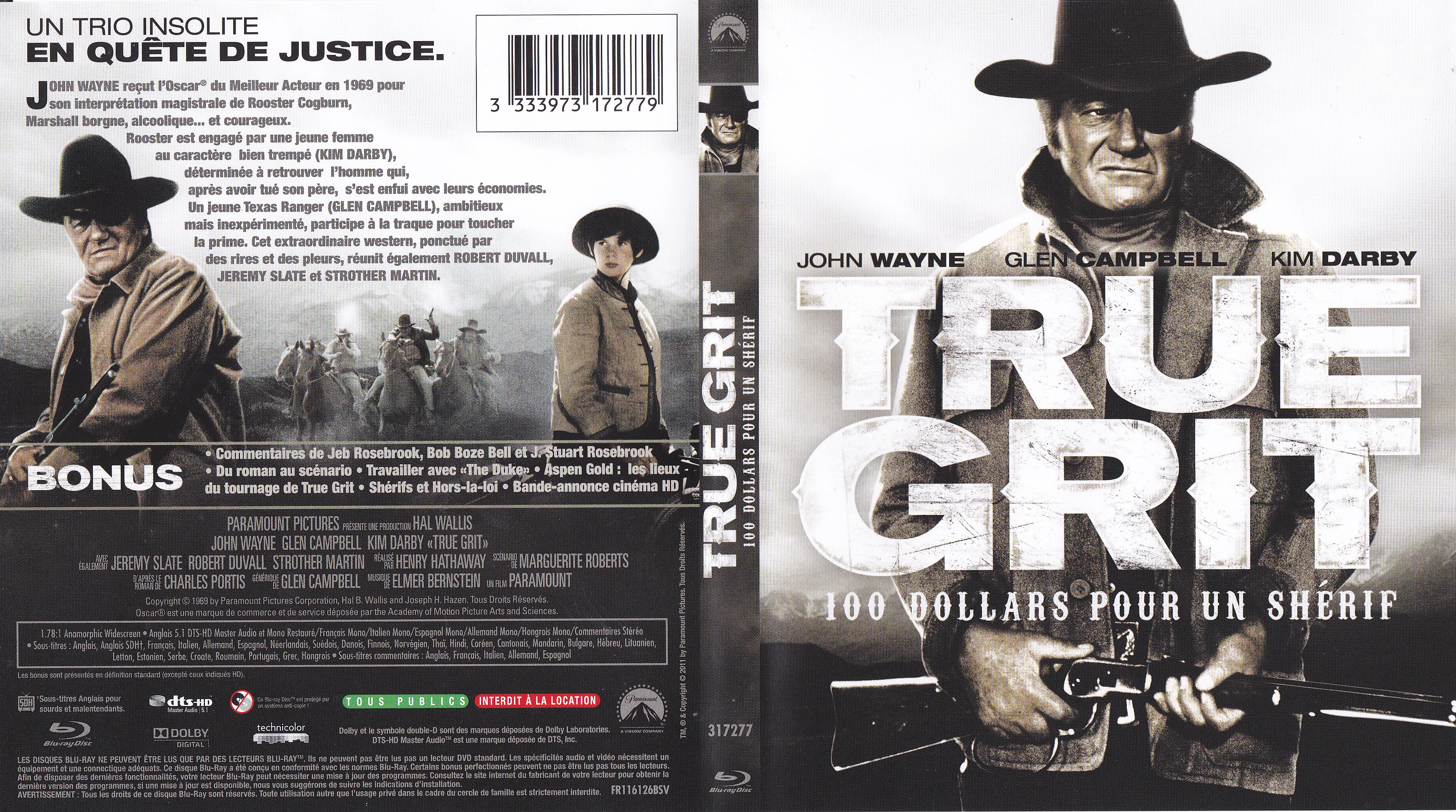 Jaquette DVD True Grit - 100 dollars pour un sherif (BLU-RAY)