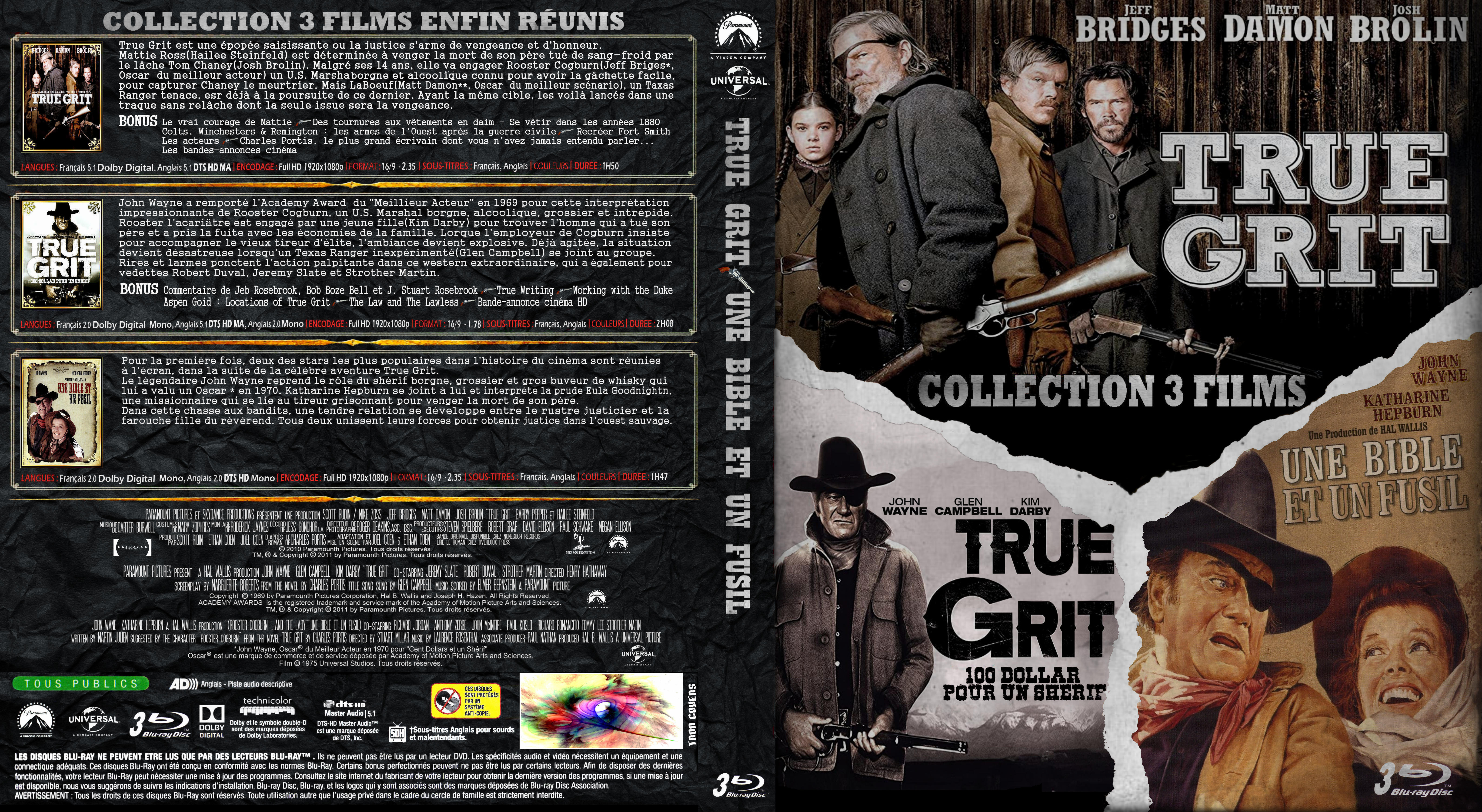 Jaquette DVD True Grit et une Bible et un Fusil coffret 3 films custom (BLU-RAY)