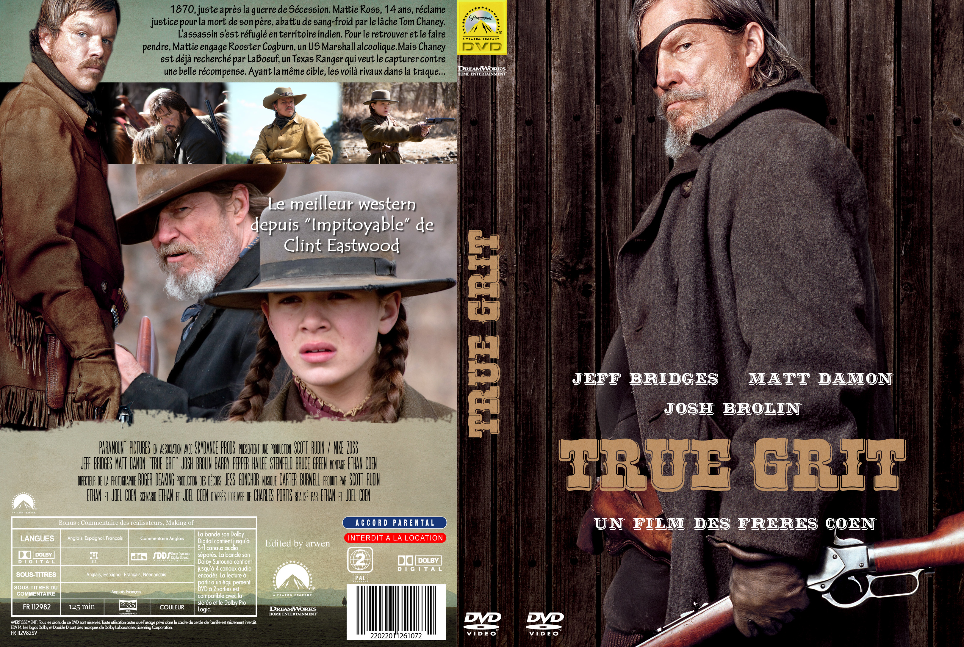Jaquette DVD True grit (2011) custom