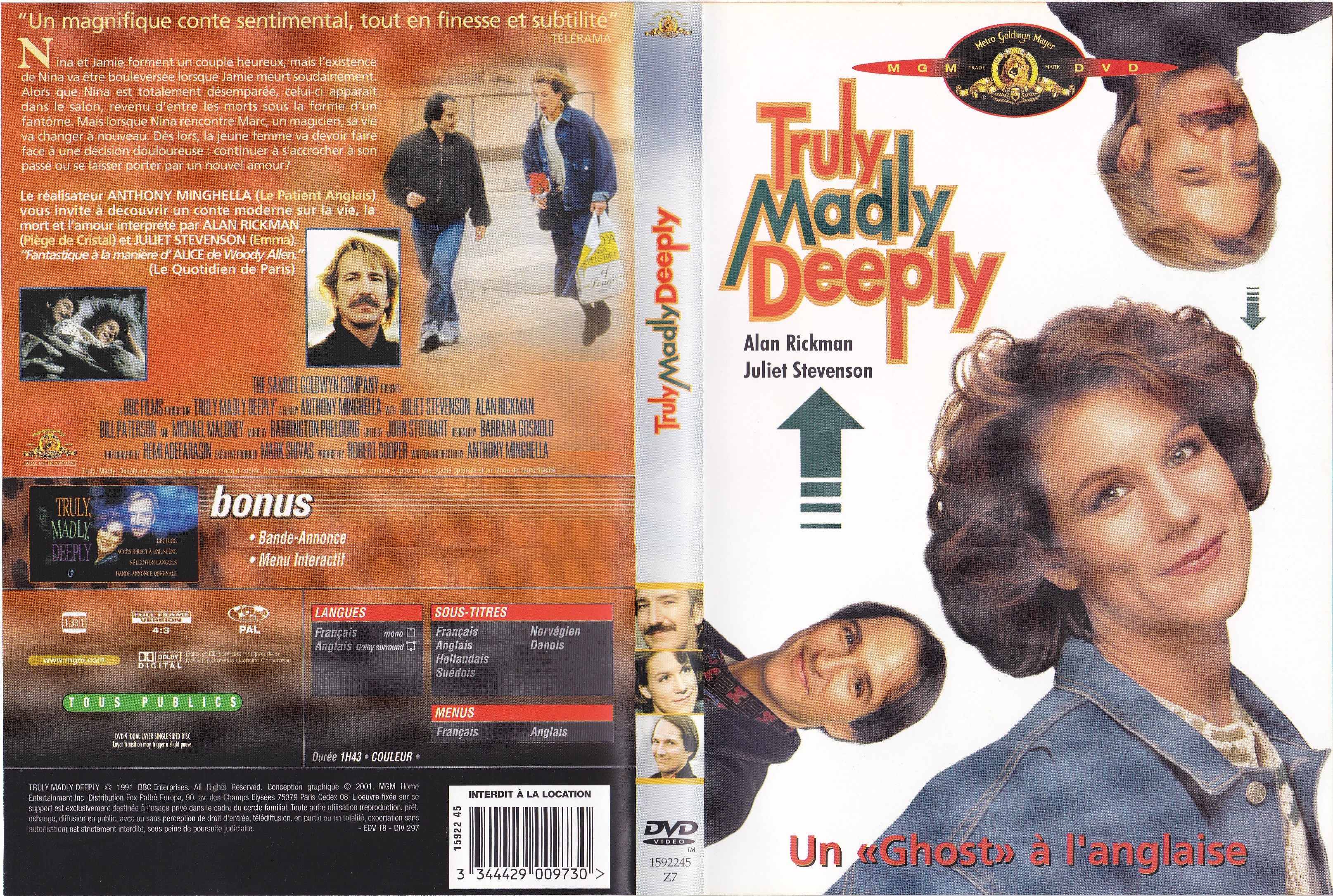Jaquette DVD Truly Madly Deeply