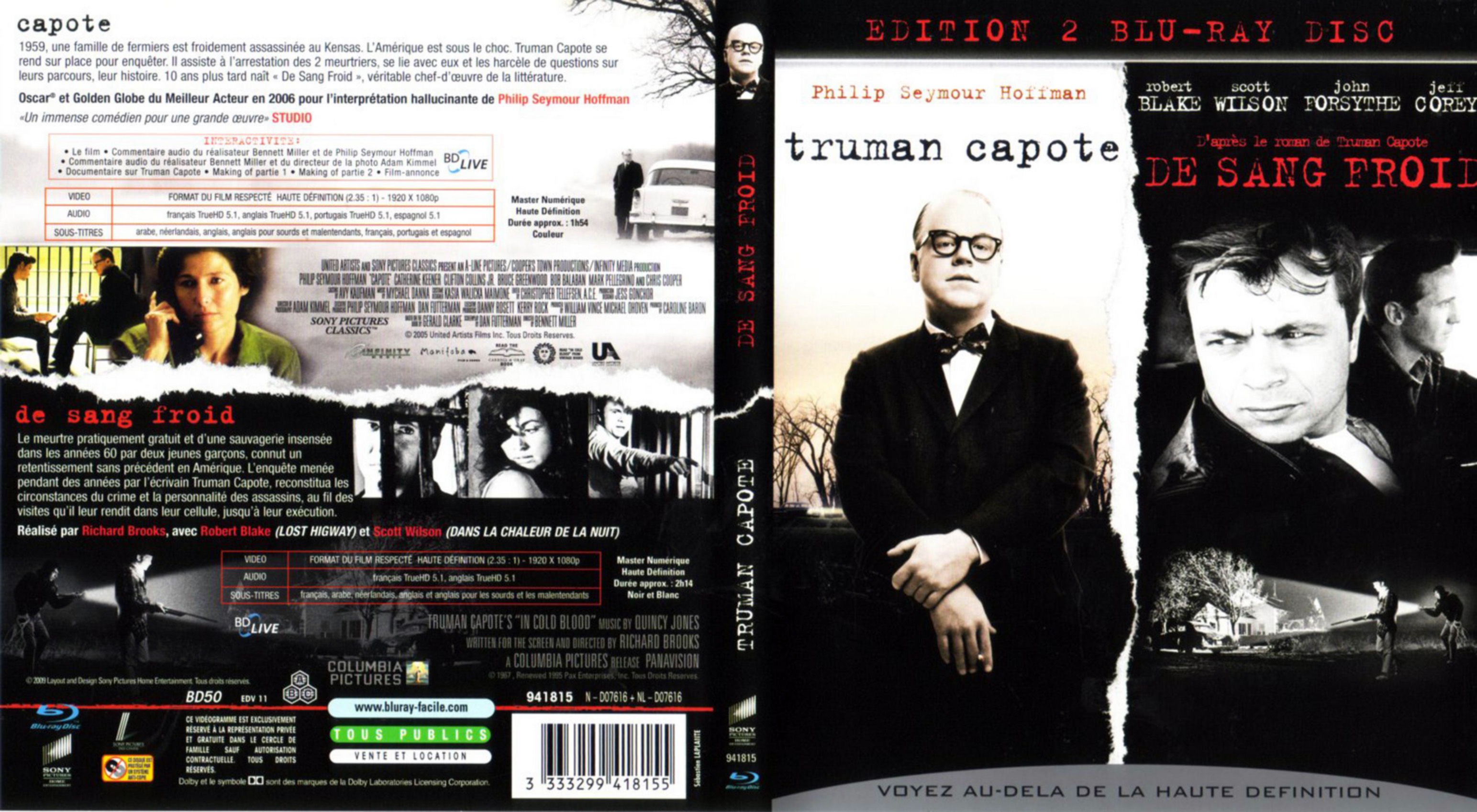 Jaquette DVD Truman Capote + De sang froid (BLU-RAY)