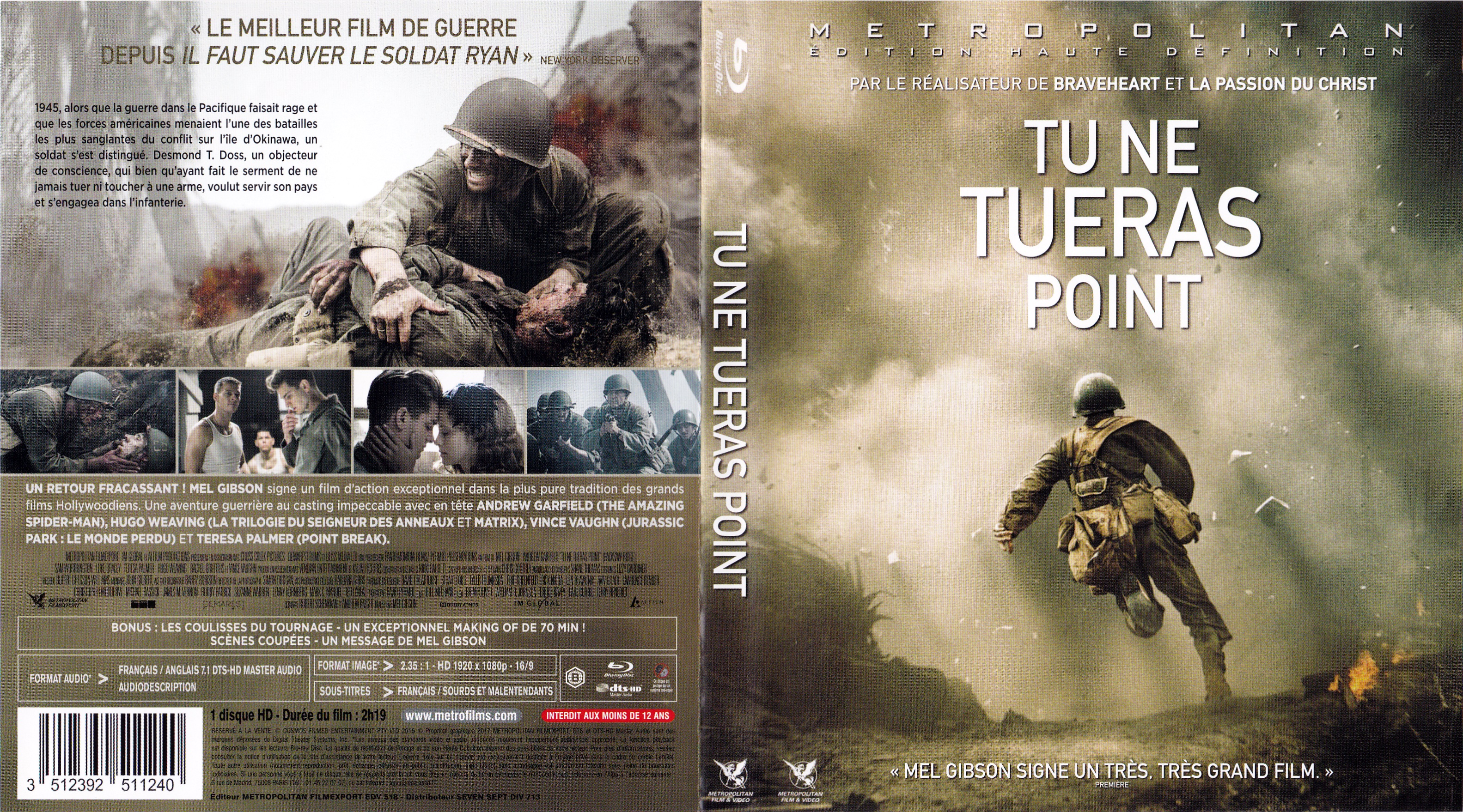 Jaquette DVD Tu ne tueras point (BLU-RAY) v2