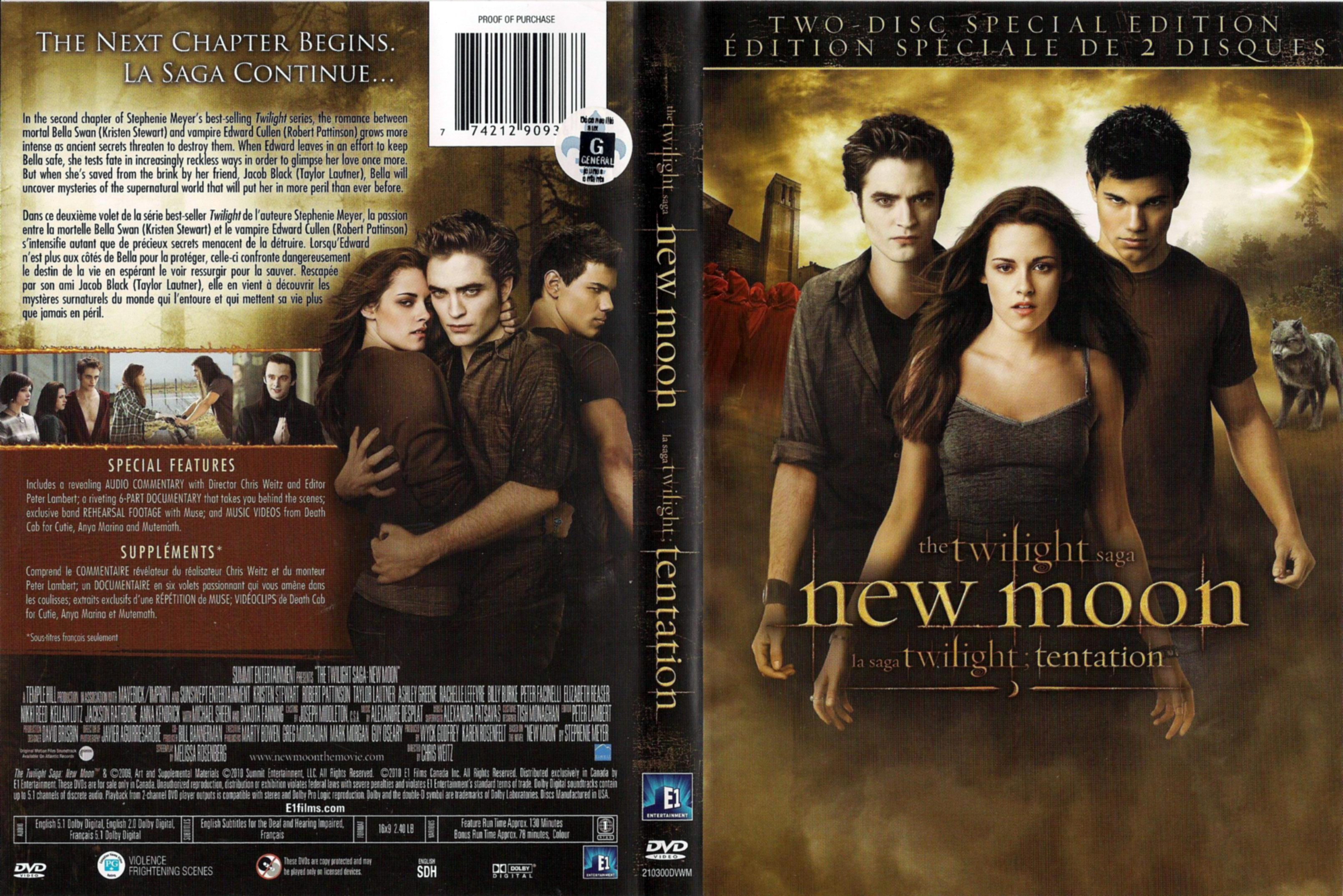 Jaquette DVD Twilight Chapitre 2 - Tentation (Canadienne)