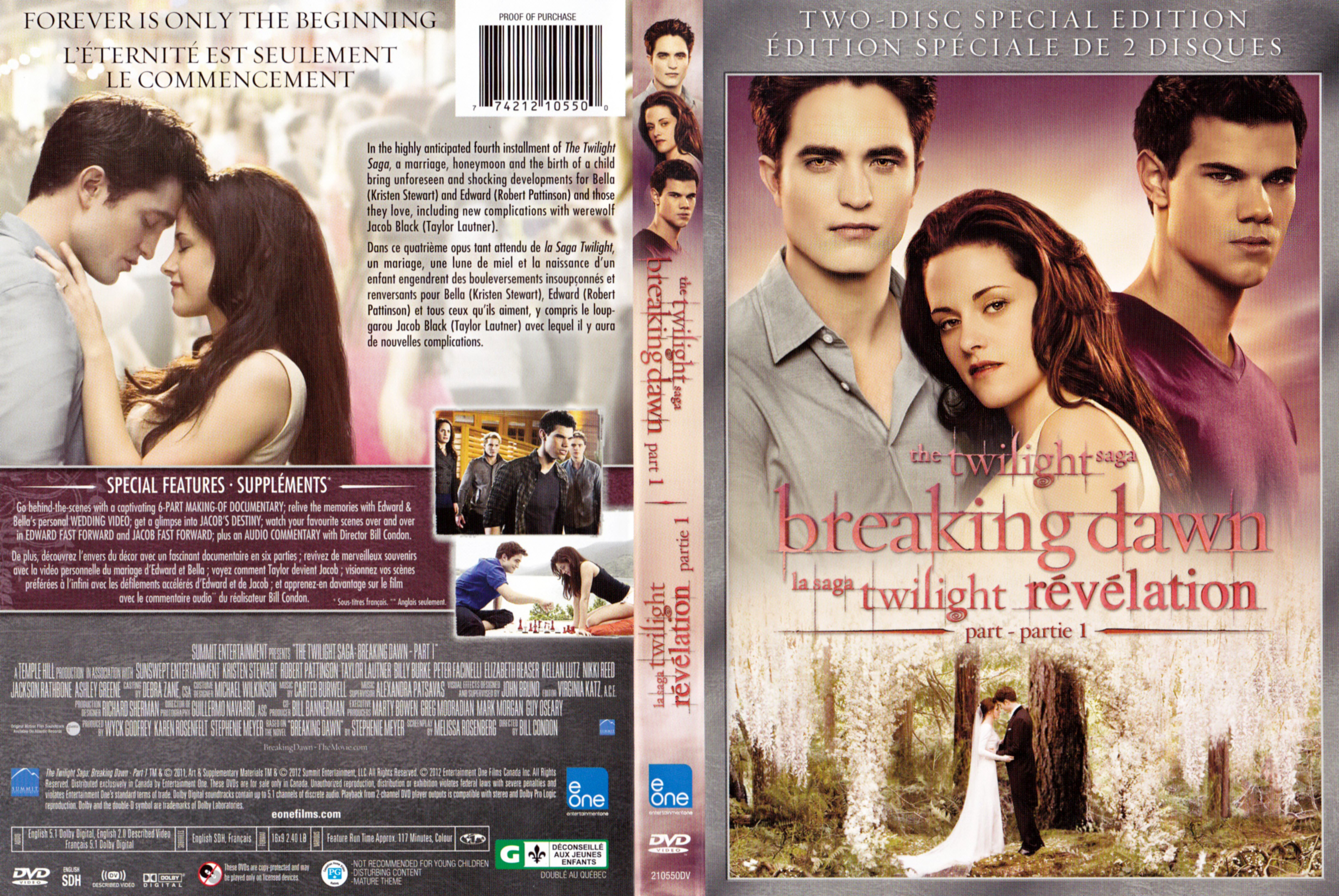 Jaquette DVD Twilight Rvlation 1ere partie (Canadienne)
