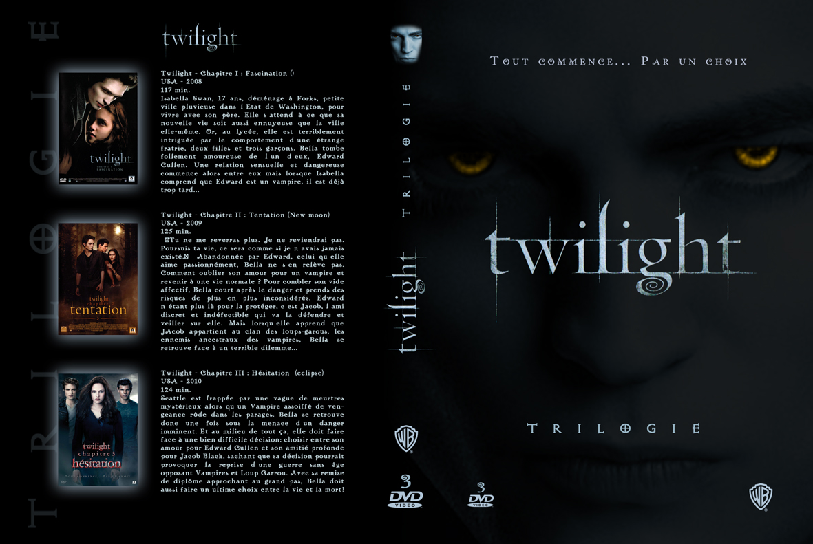 Jaquette DVD Twilight Trilogie custom