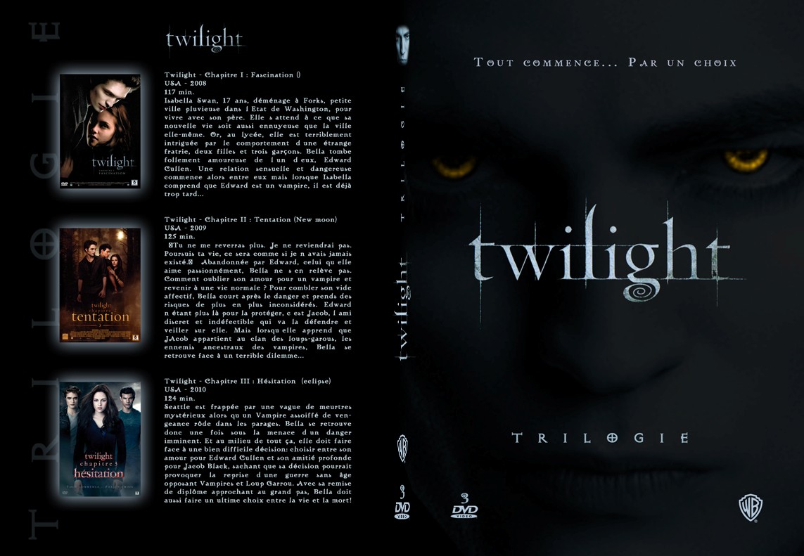 Jaquette DVD Twilight Trilogie custom - SLIM