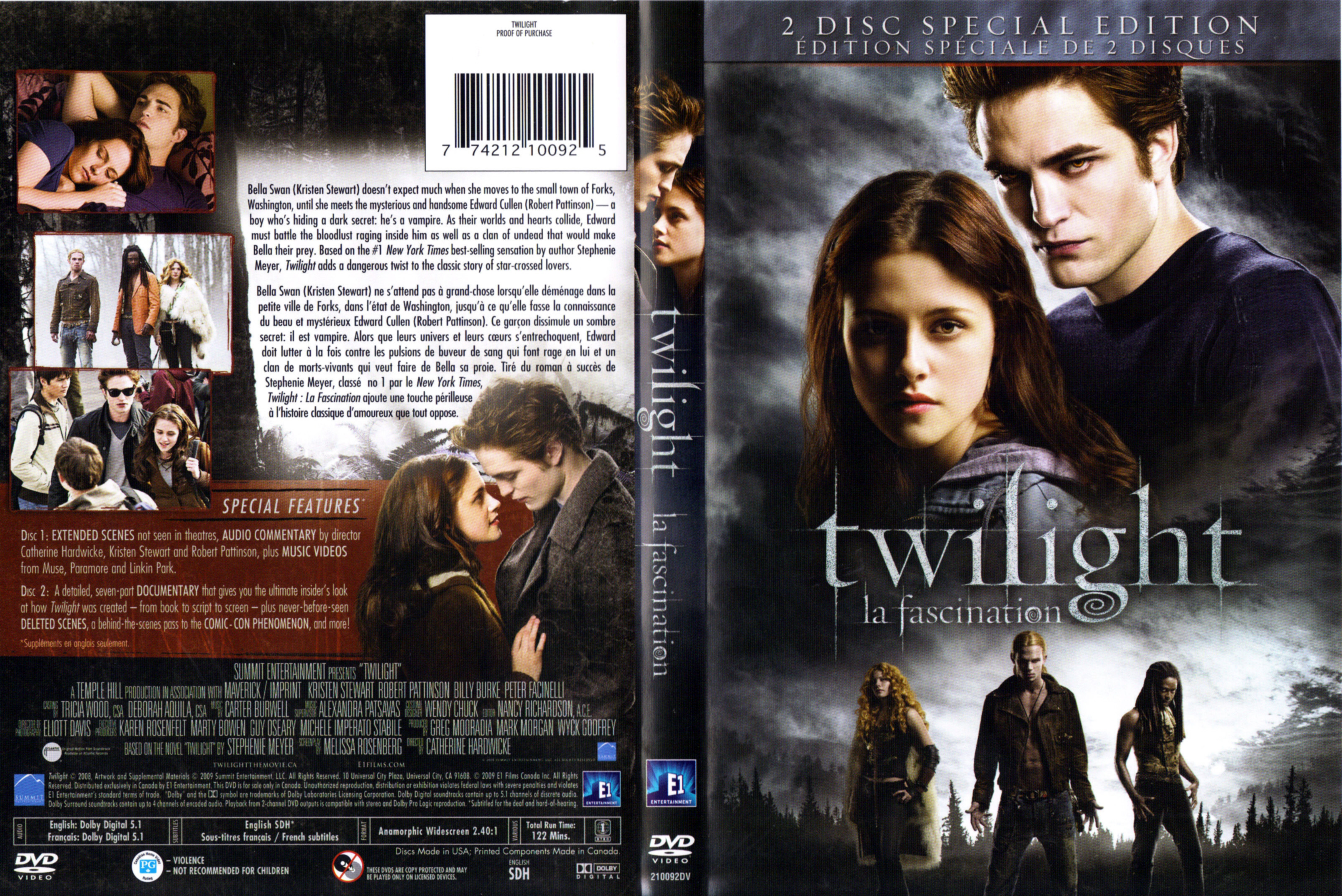 Jaquette DVD Twilight - La fascination (Canadienne)
