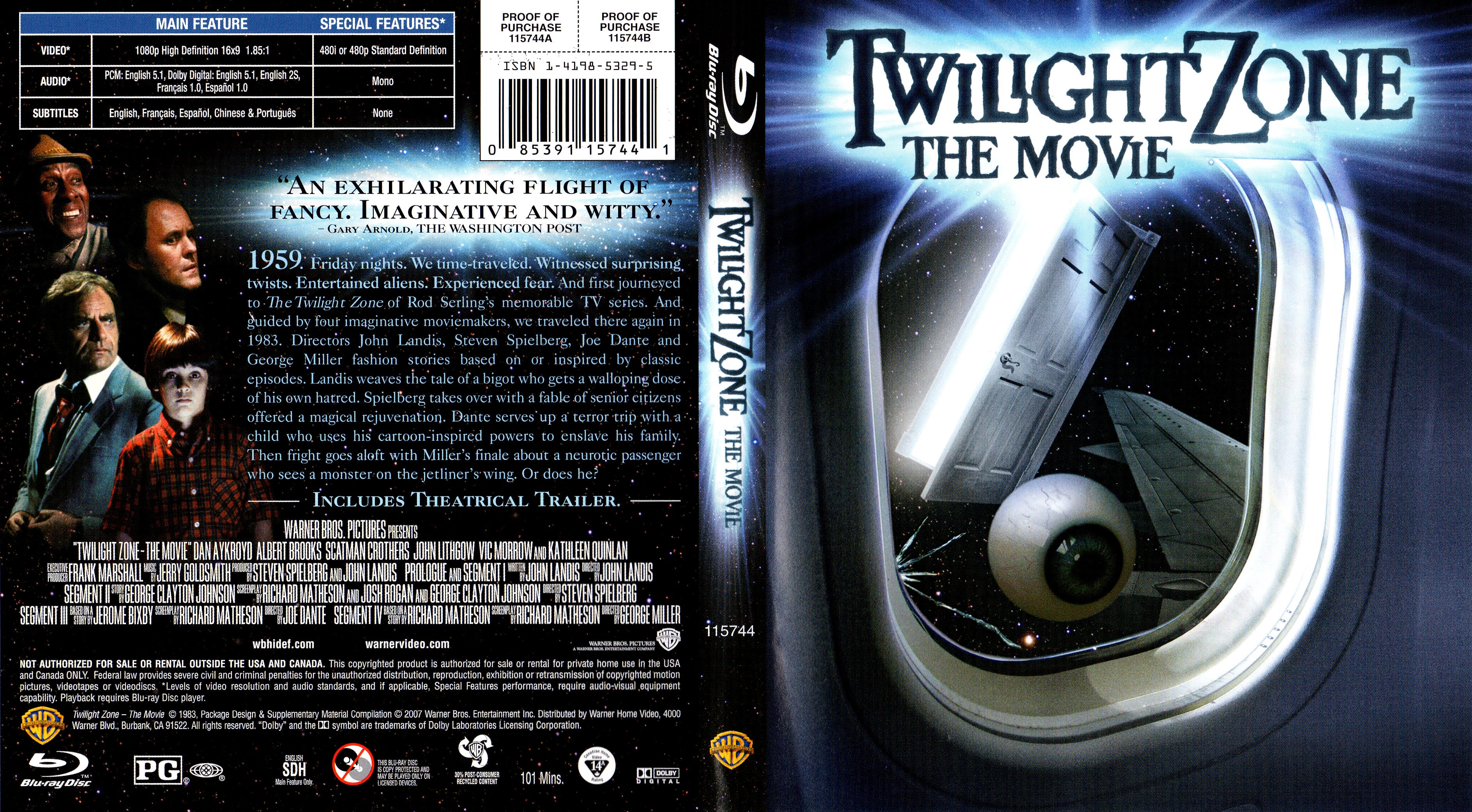 Jaquette DVD Twilight zone The movie La Quatrime Dimension Zone 1 (BLU-RAY)