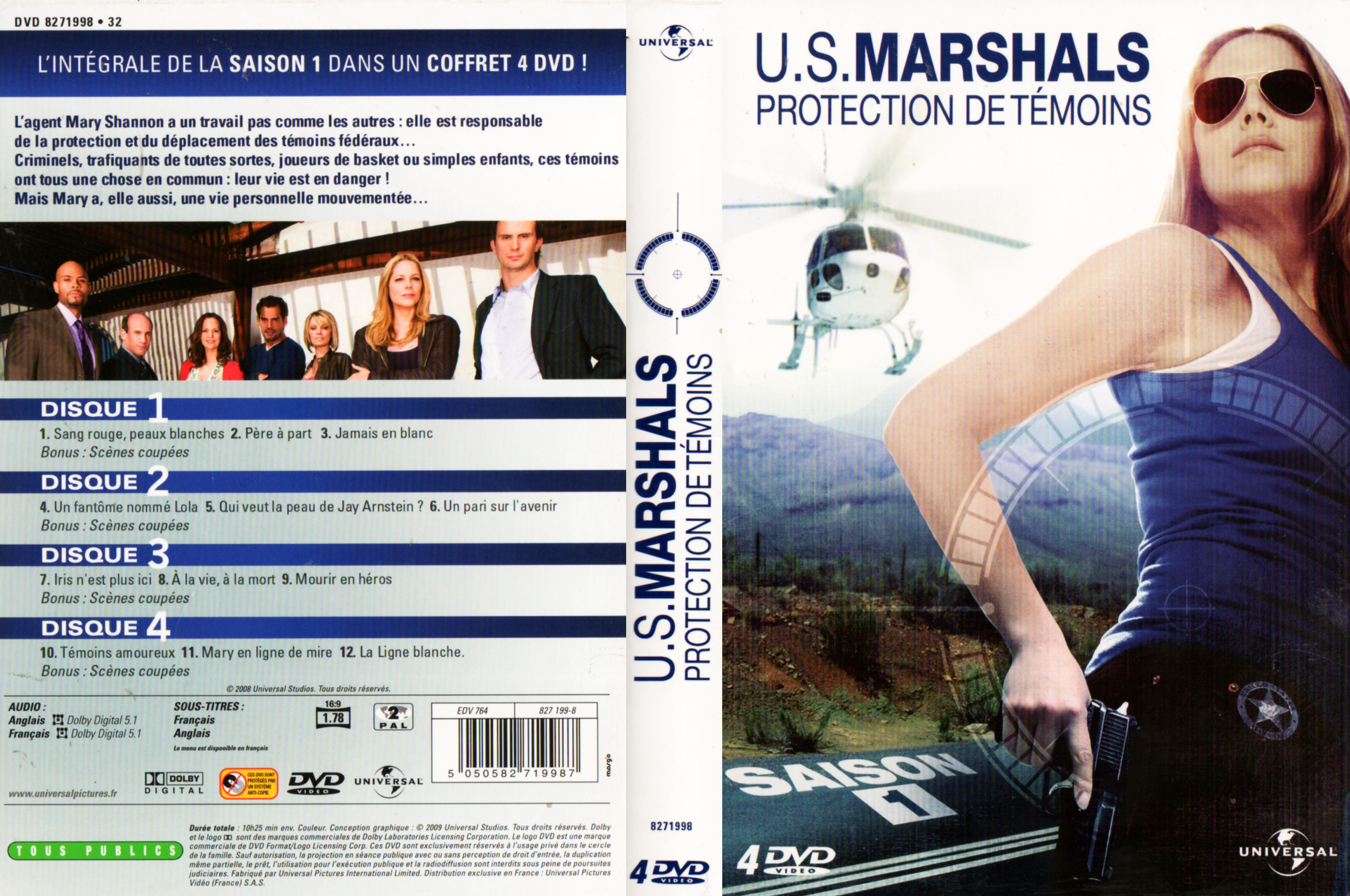 Jaquette DVD US marshals rotection de tmoins Saison 1