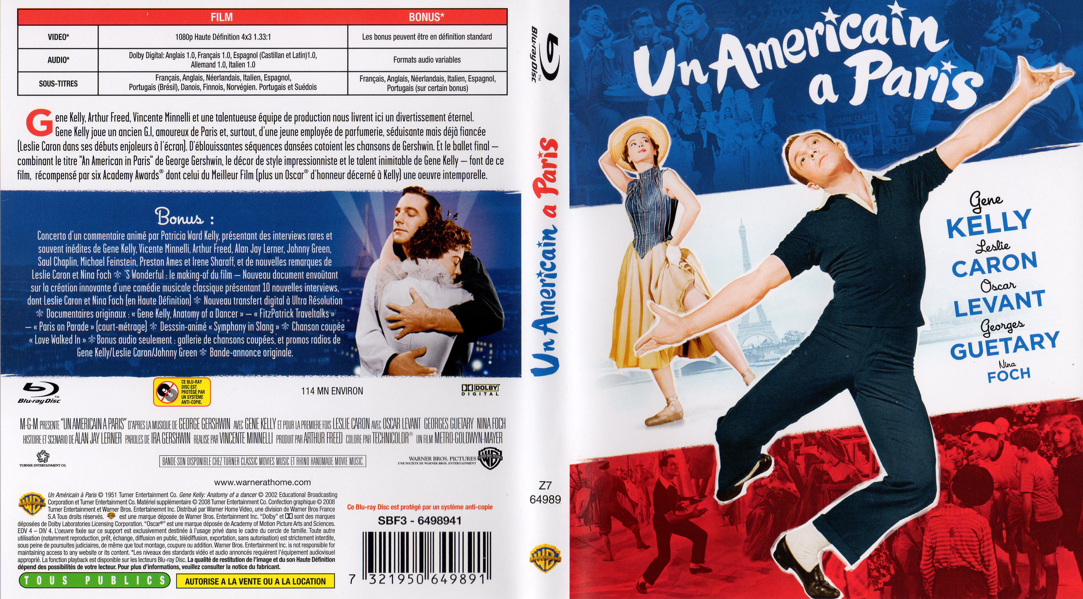 Jaquette DVD Un americain  Paris (BLU-RAY)