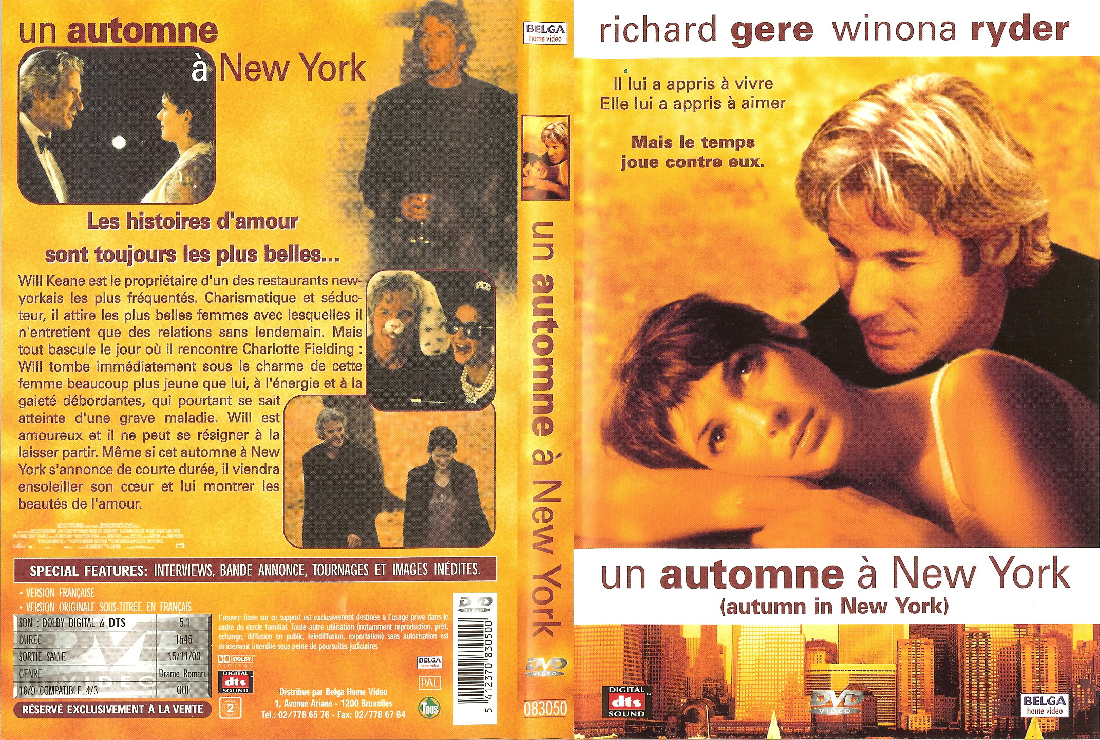 Jaquette DVD Un automne  New York