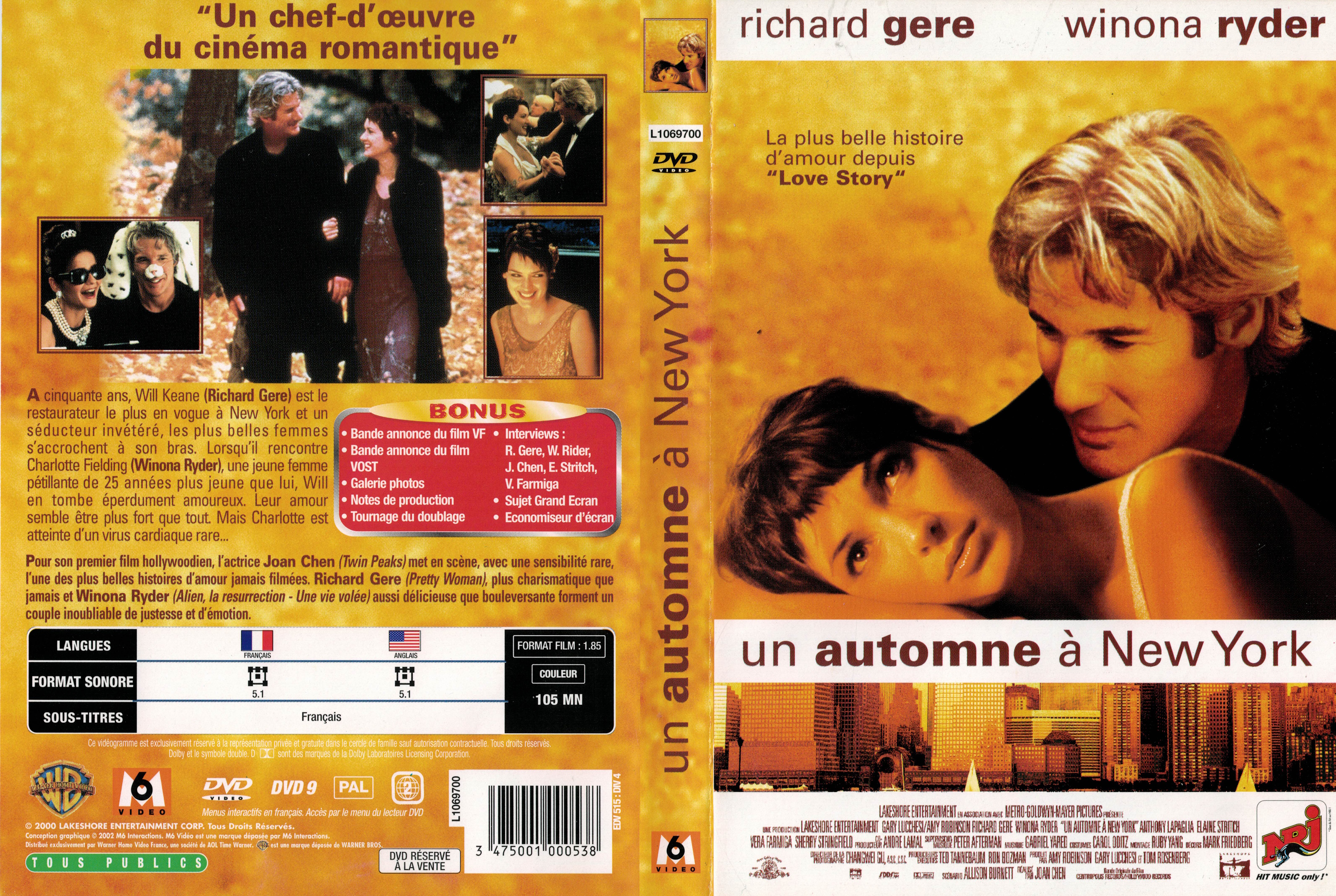 Jaquette DVD Un automne � New York v2