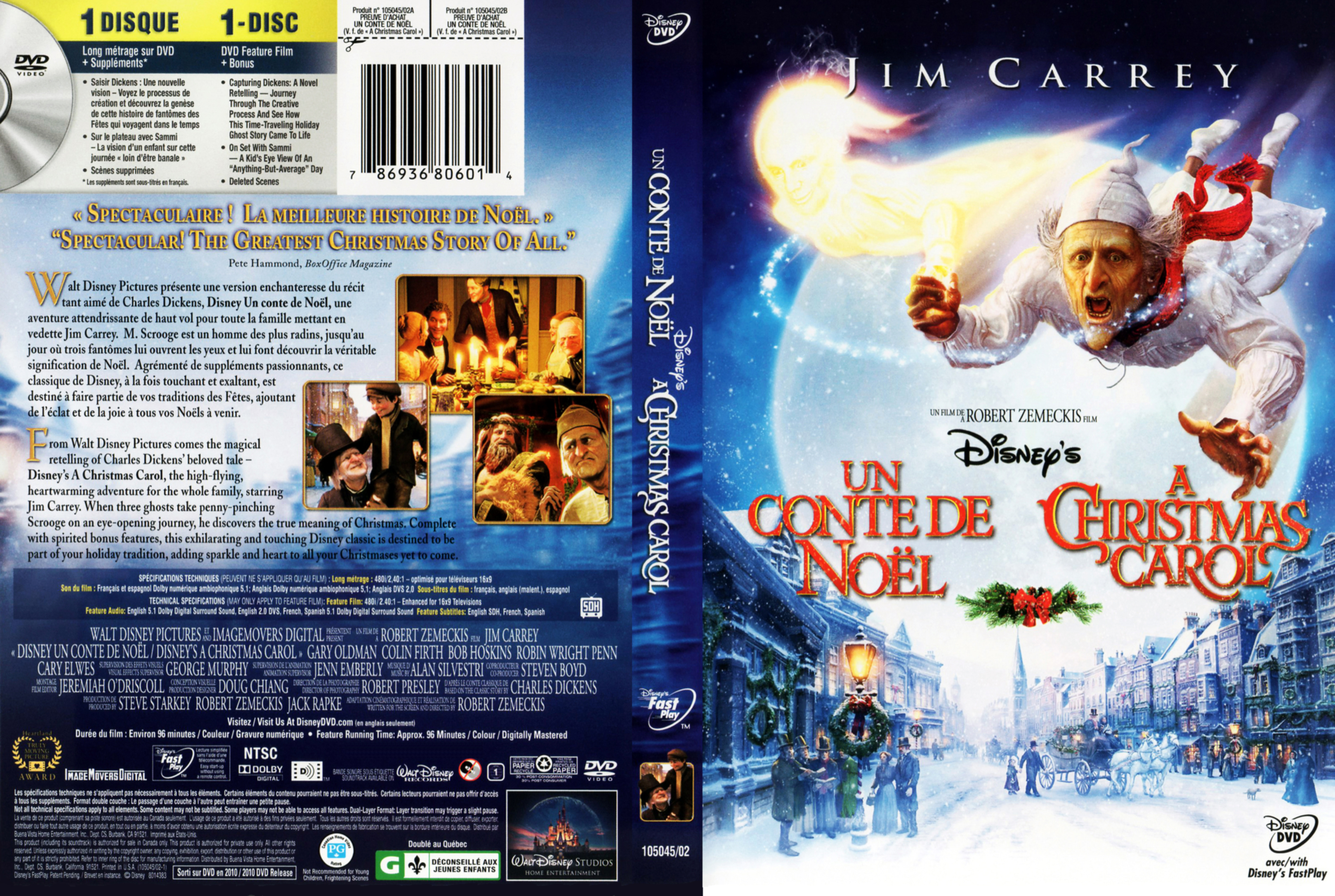Jaquette DVD Un conte de Noel - A Christmas Carol (Canadienne) .
