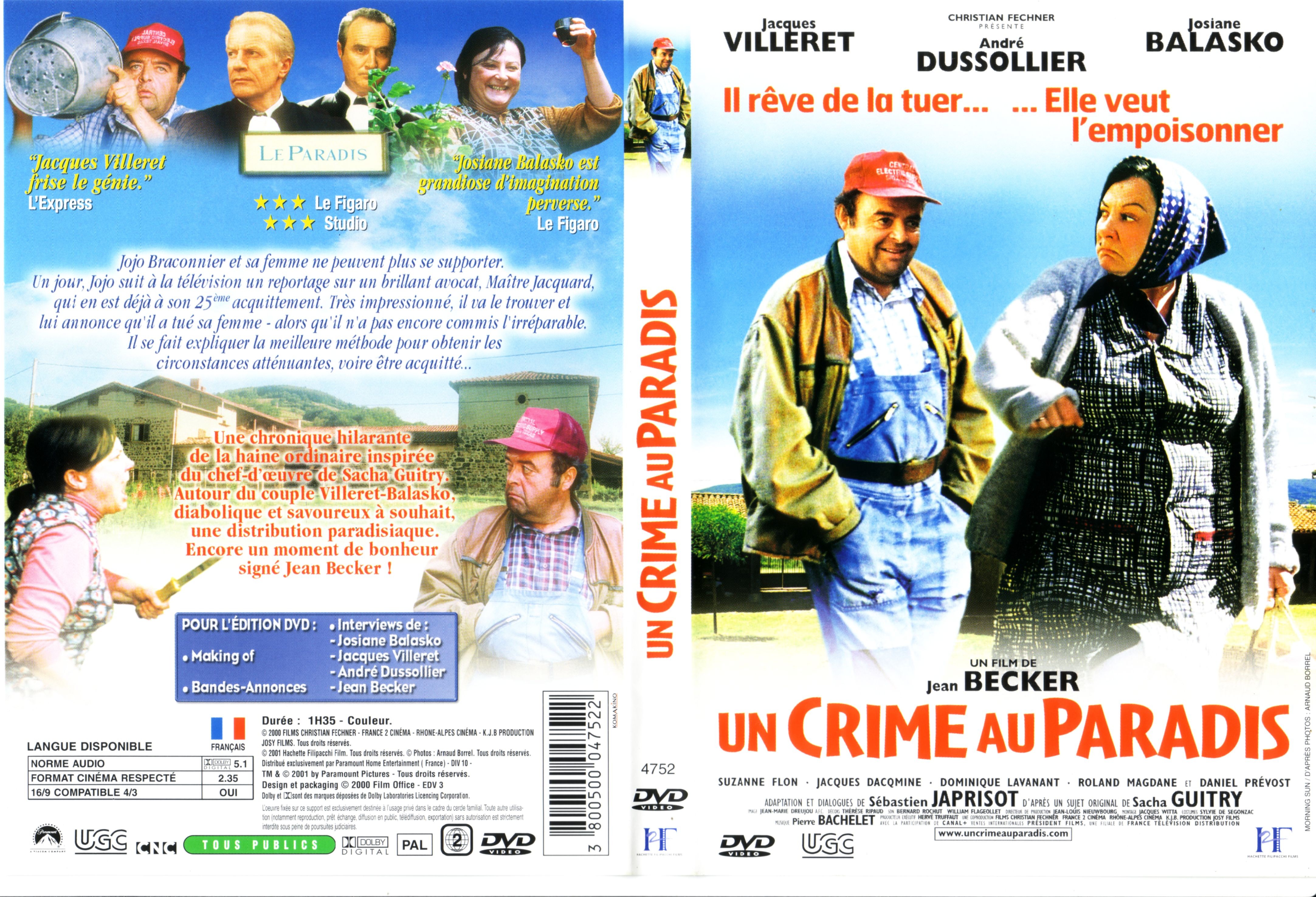 Jaquette DVD Un crime au paradis