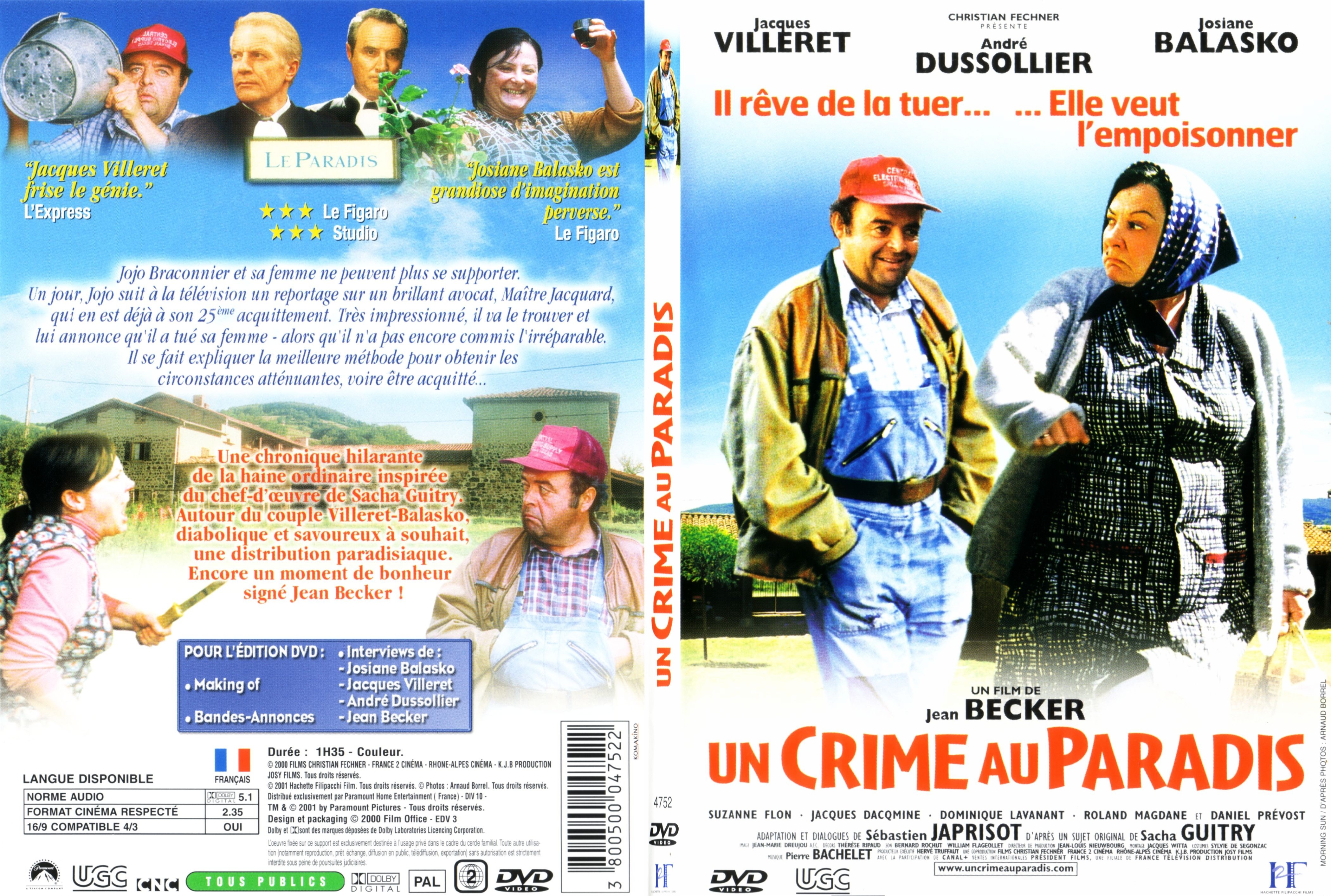 Jaquette DVD Un crime au paradis - SLIM