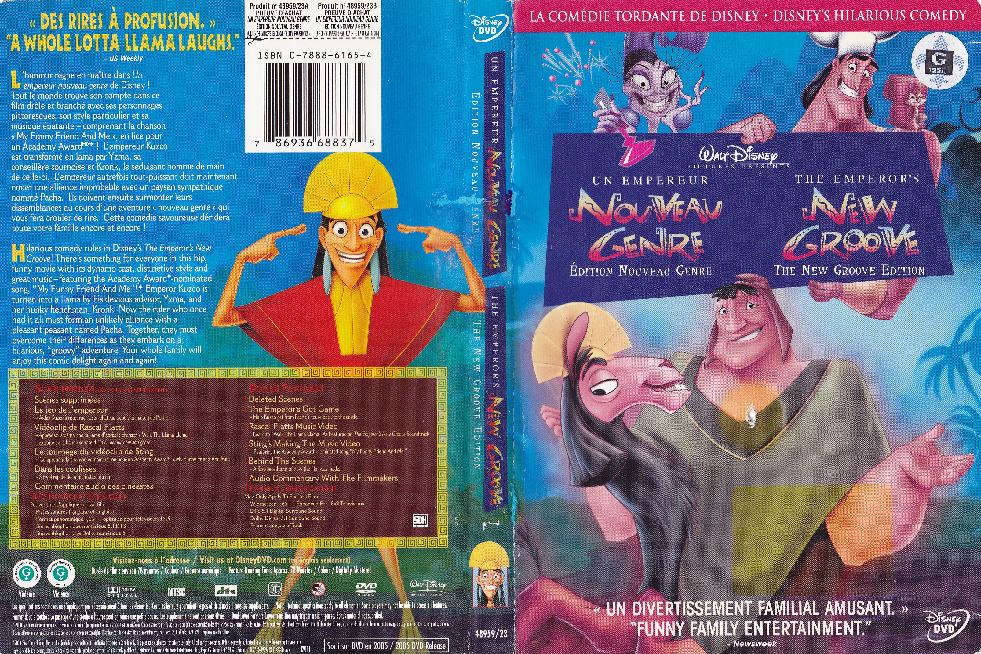 Jaquette DVD Un empereur nouveau genre - The emperor new groove (Canadienne)