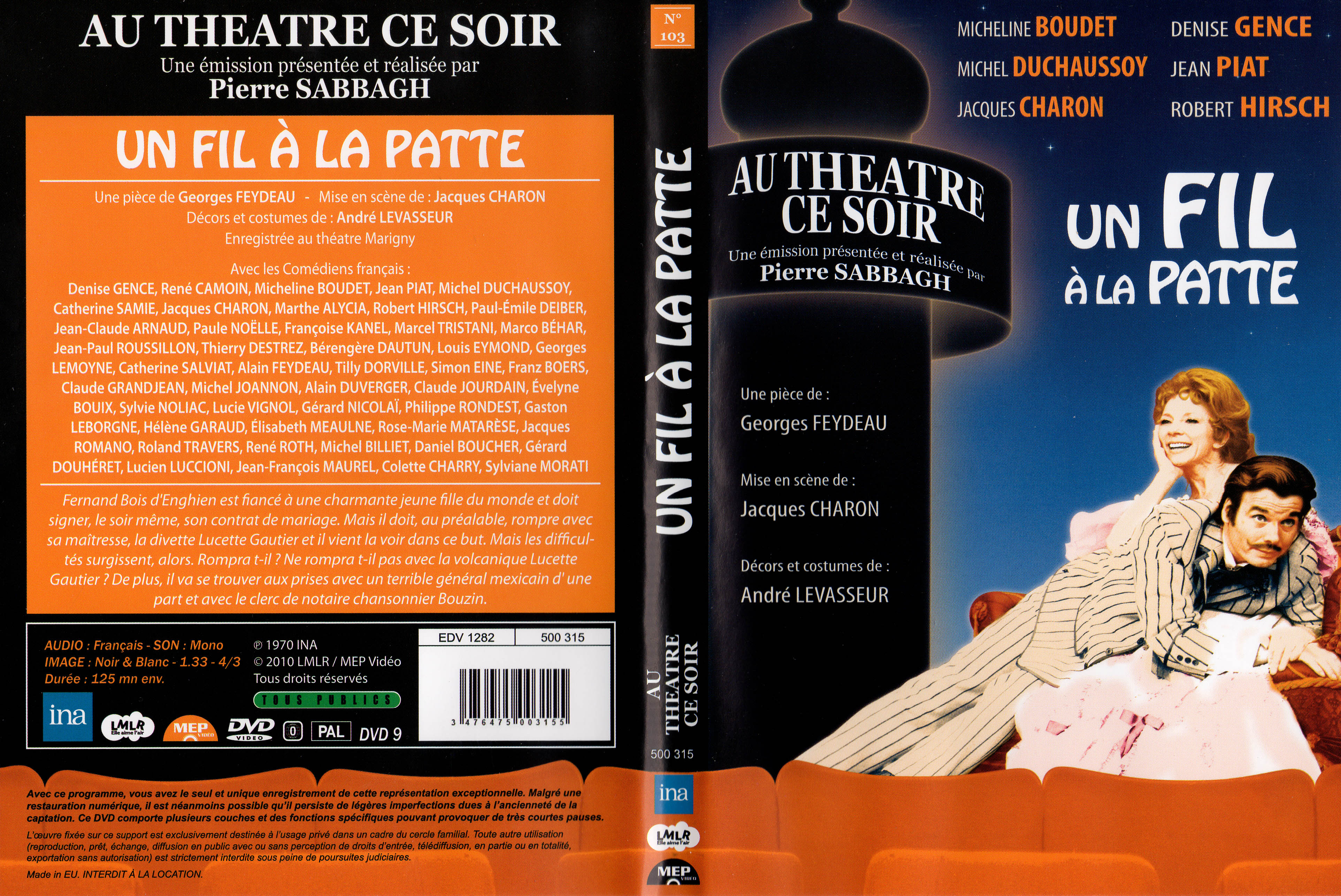 Jaquette DVD Un fil  la patte Au Thtre ce soir (1970)