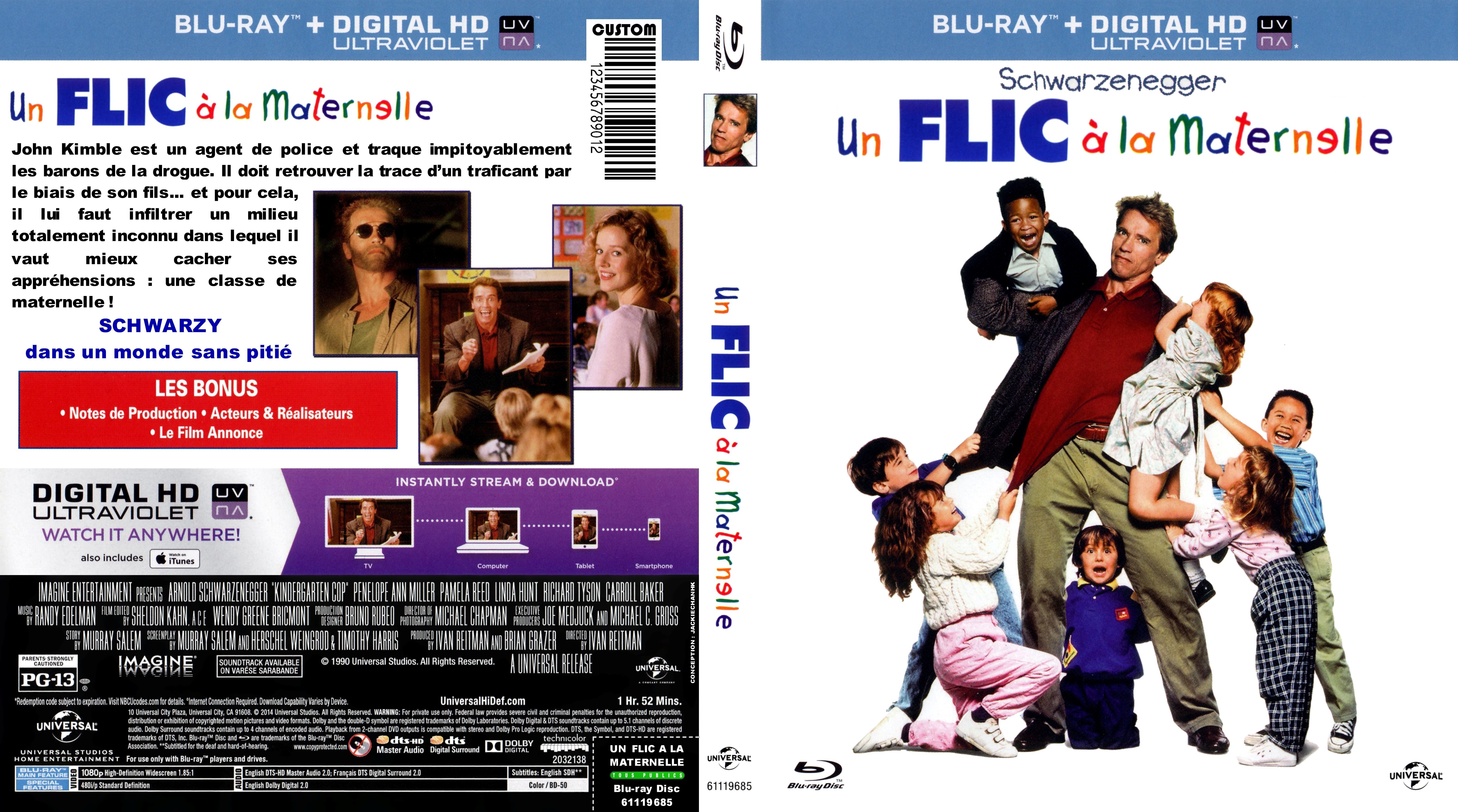 Jaquette DVD Un flic  la maternelle custom (BLU-RAY)