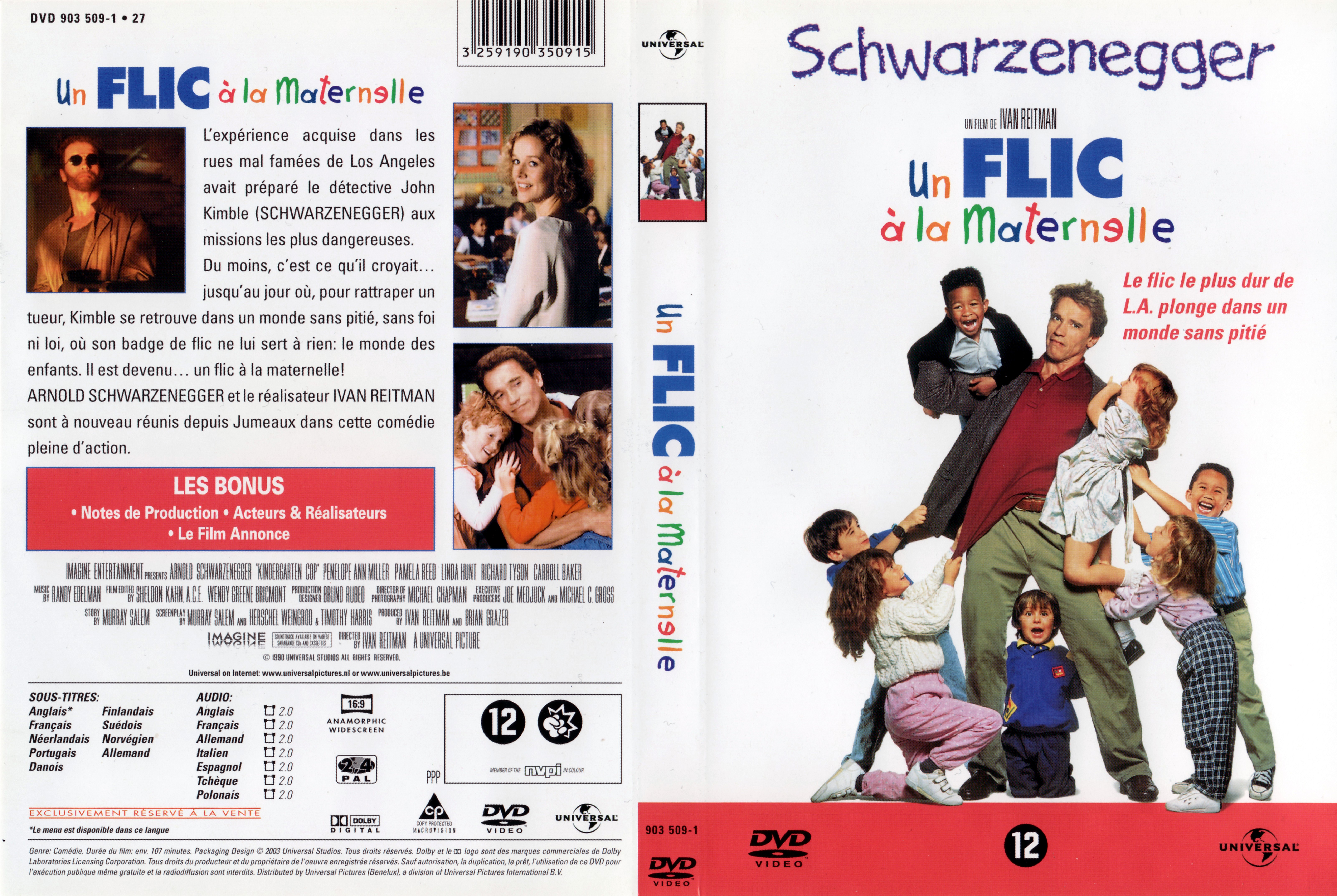 Jaquette DVD Un flic  la maternelle v2