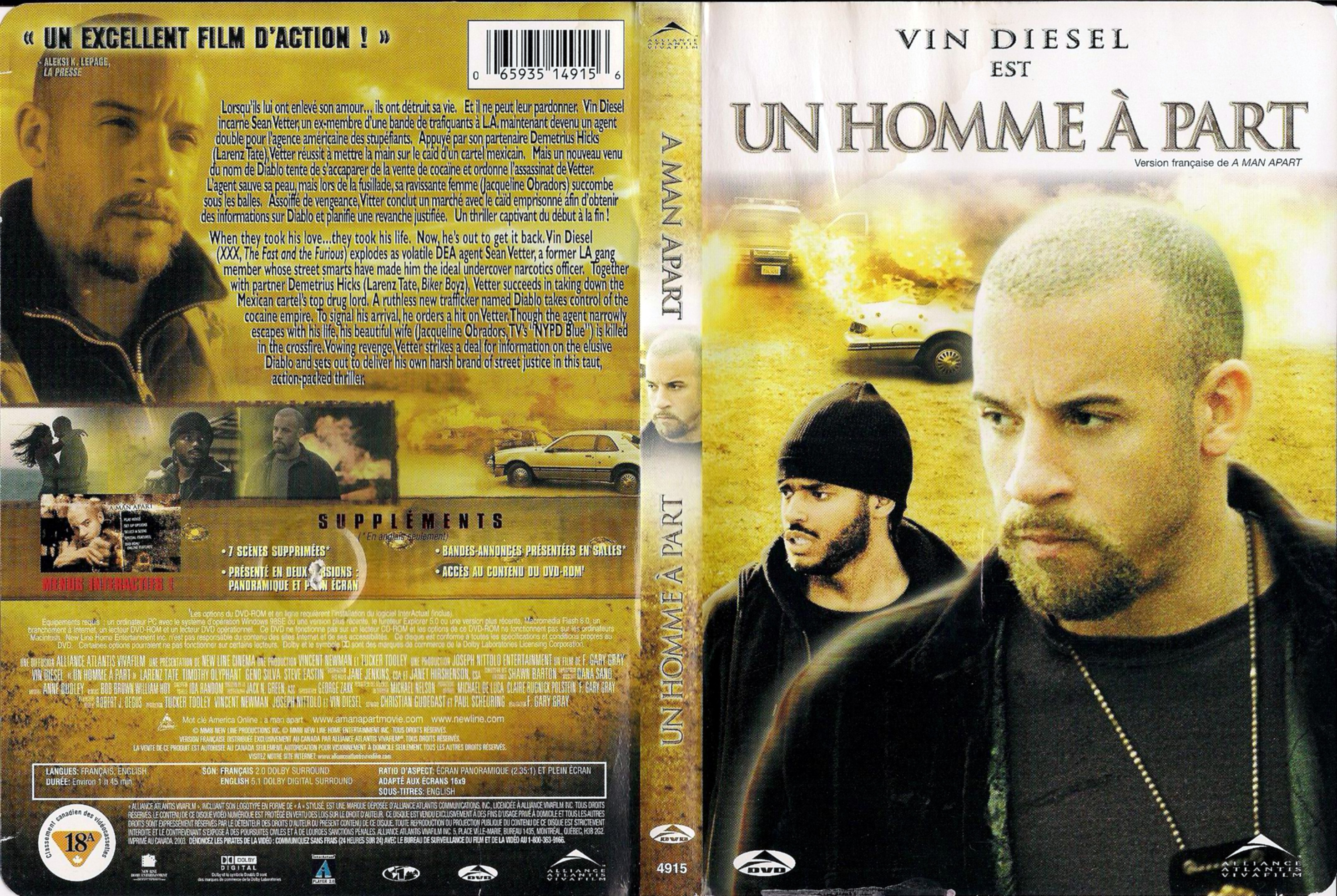 Jaquette DVD Un homme a part (Canadienne)