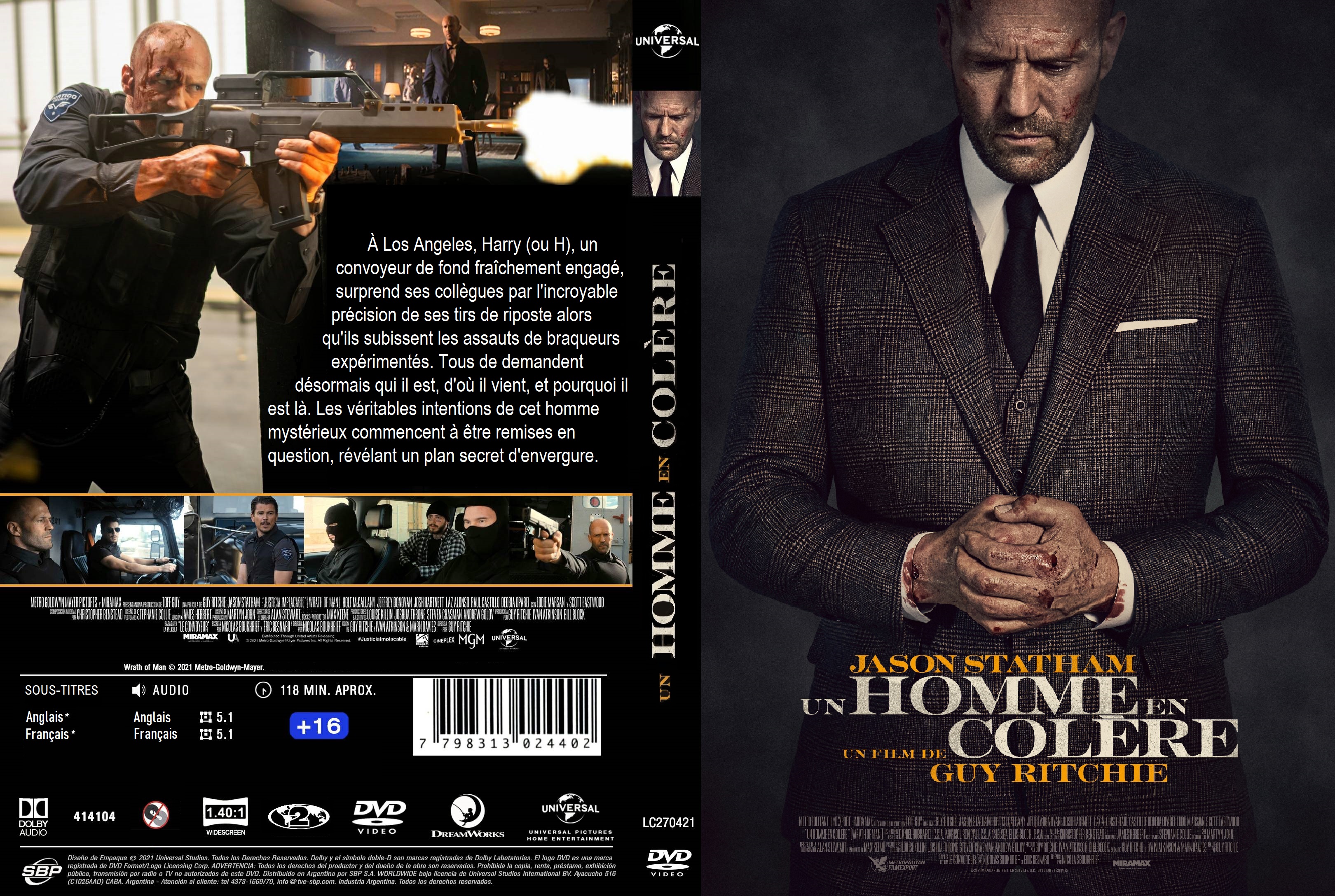 Jaquette DVD Un homme en colre custom v2