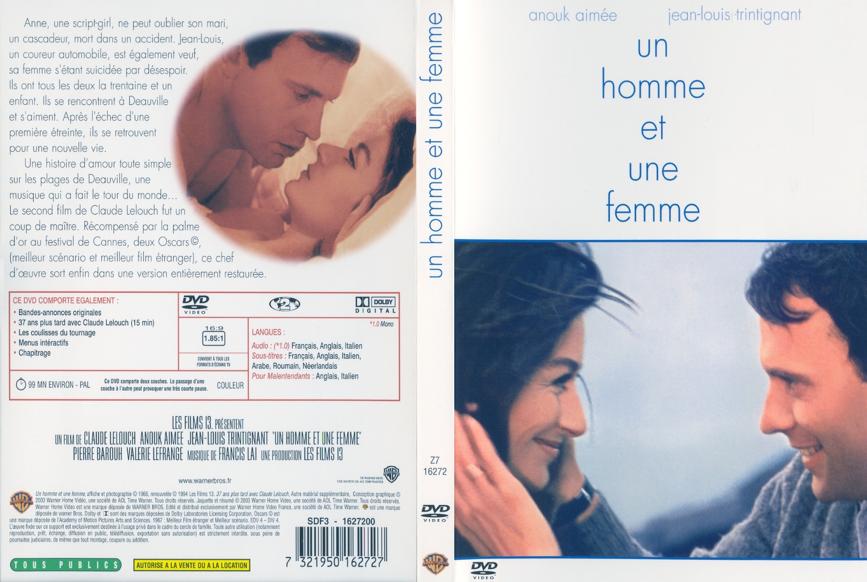 Jaquette DVD Un homme et une femme v2