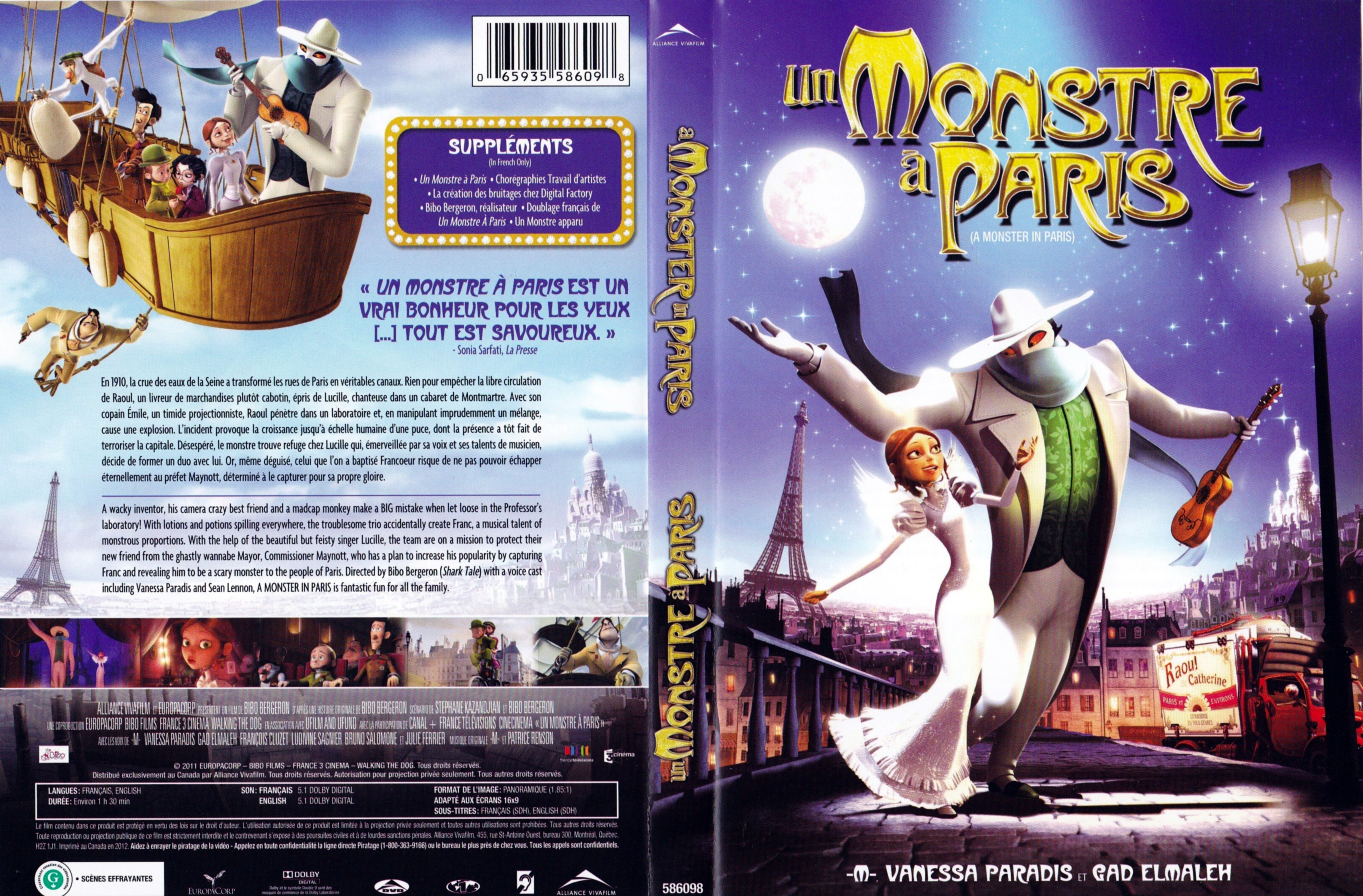 Jaquette DVD Un monstre  Paris (Canadienne)