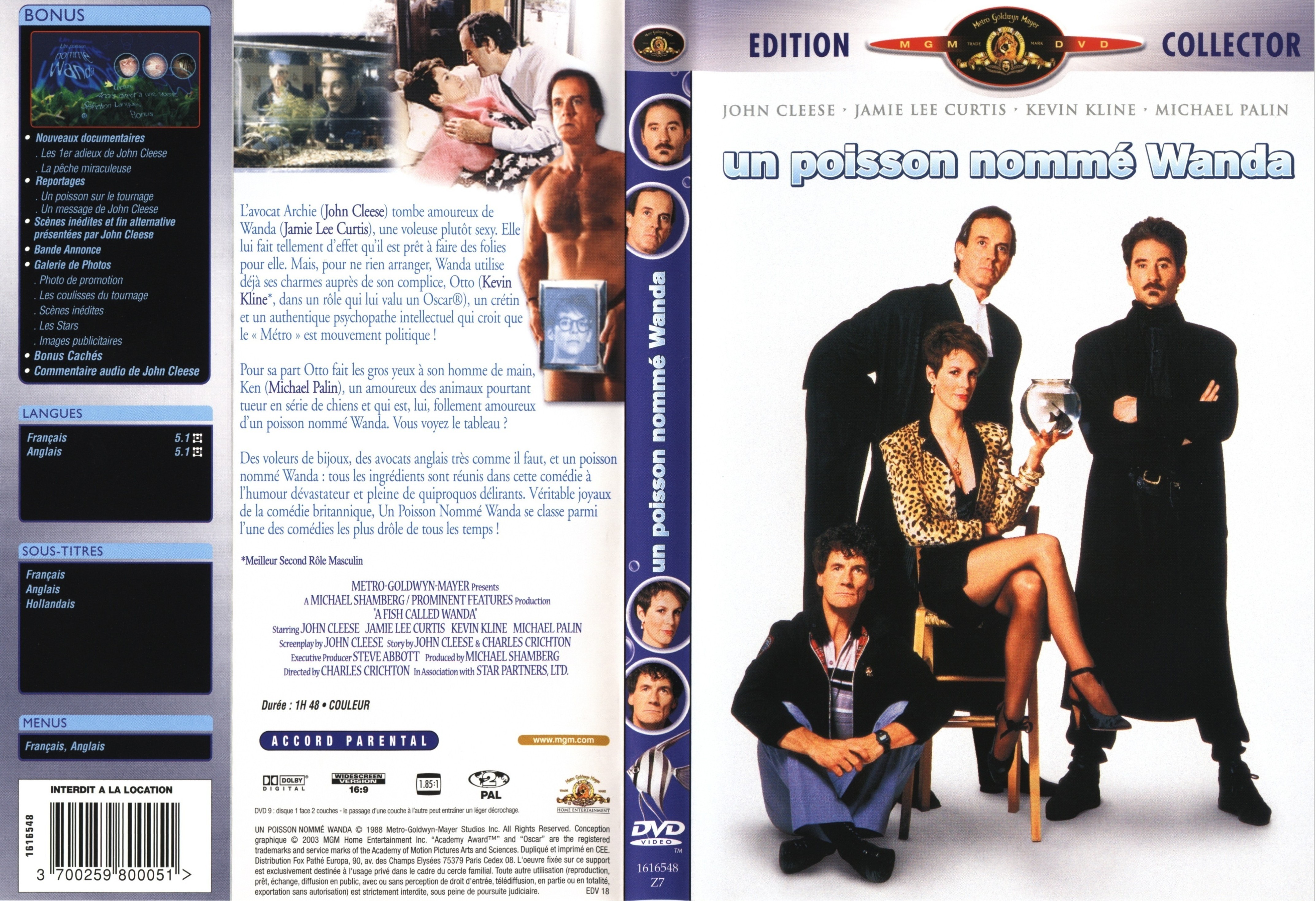 Jaquette DVD de Un poisson nommé Wanda v2 Cinéma Passion