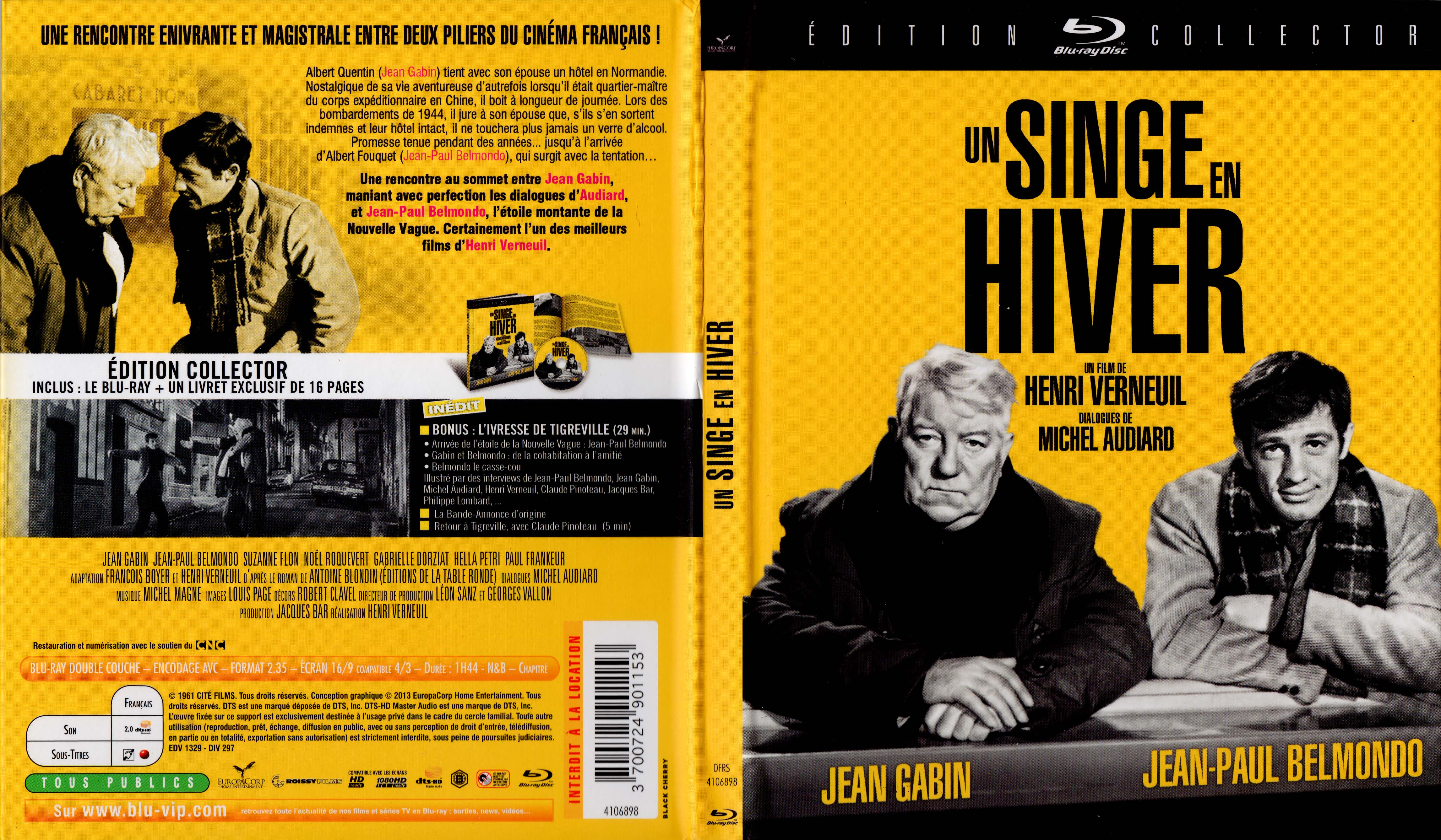 Jaquette DVD Un singe en hiver (BLU-RAY) v2