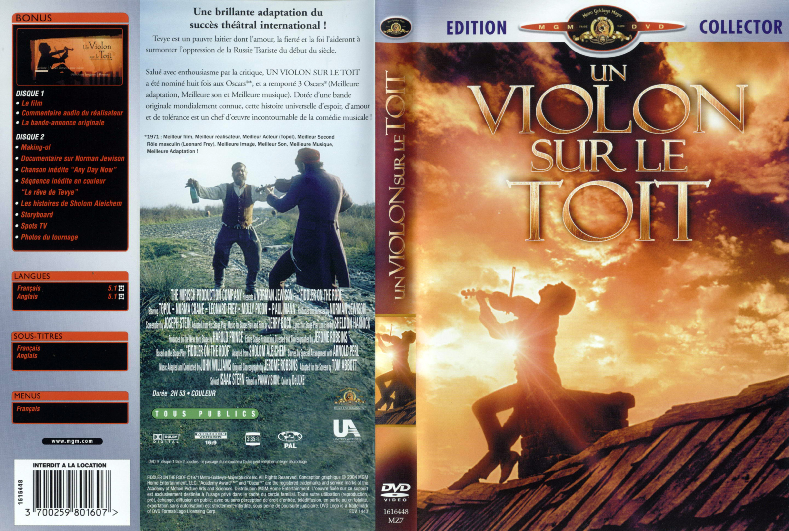 Jaquette DVD Un violon sur le toit v2