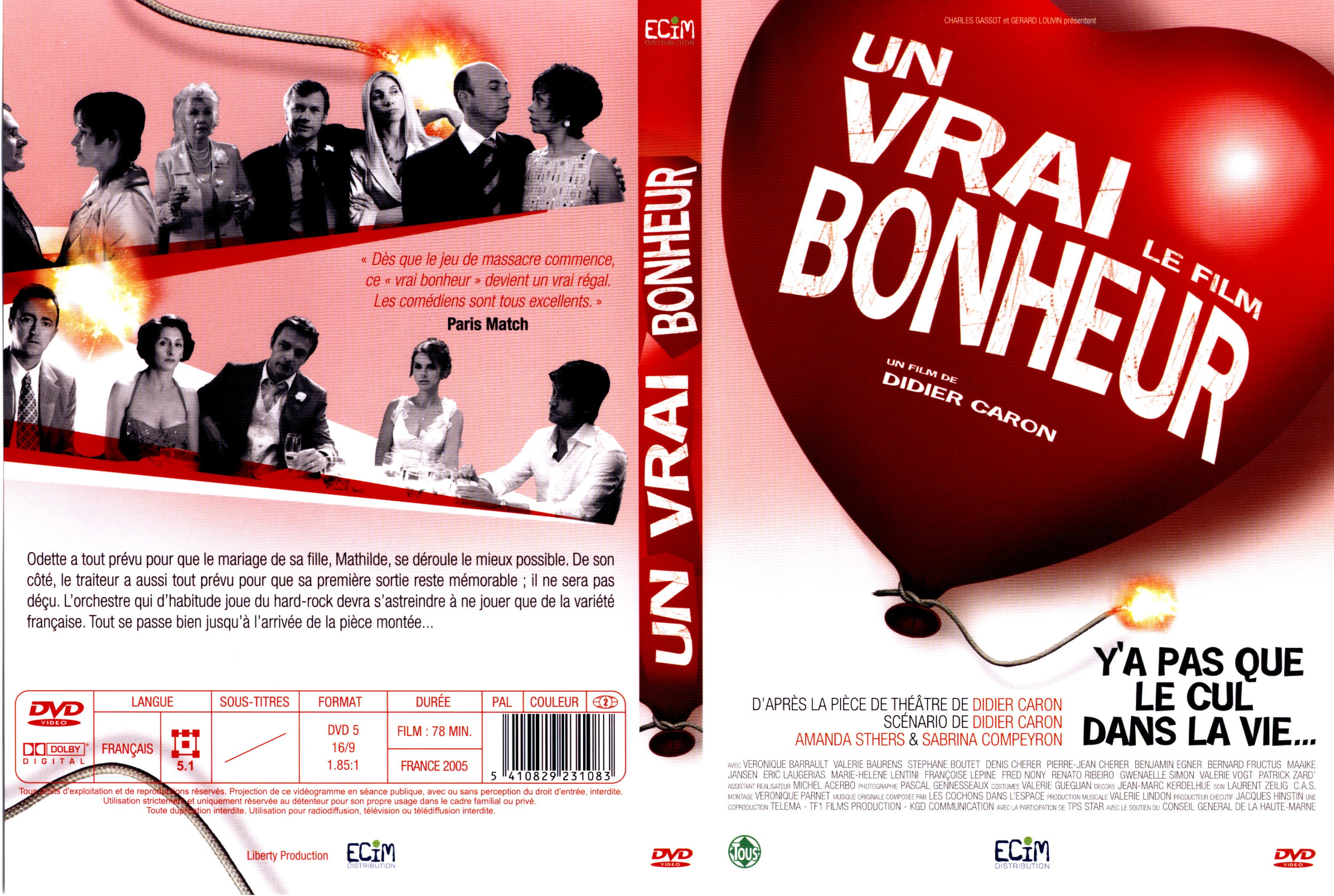 Jaquette DVD Un vrai bonheur le film