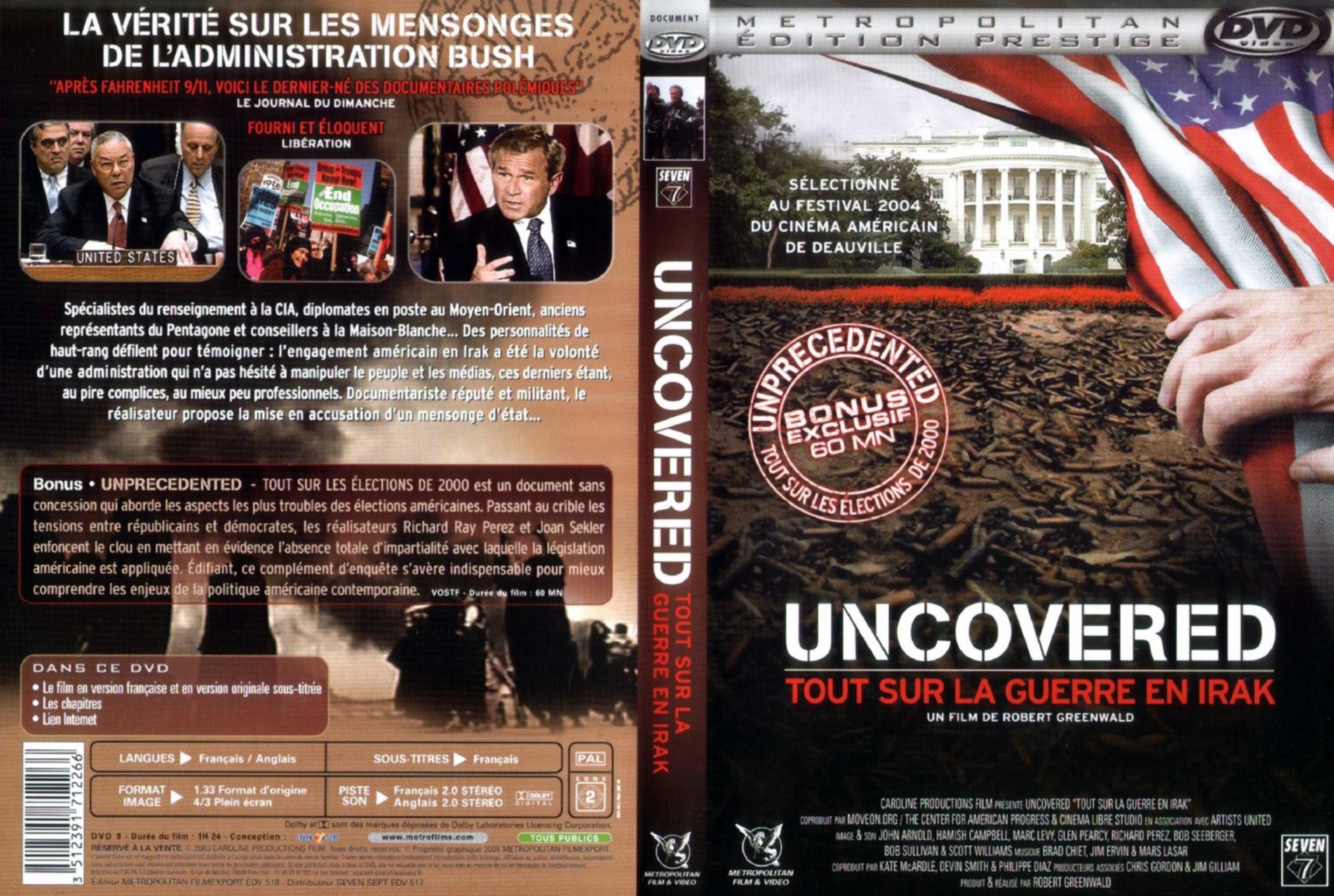 Jaquette DVD Uncovered tout sur la guerre en Irak