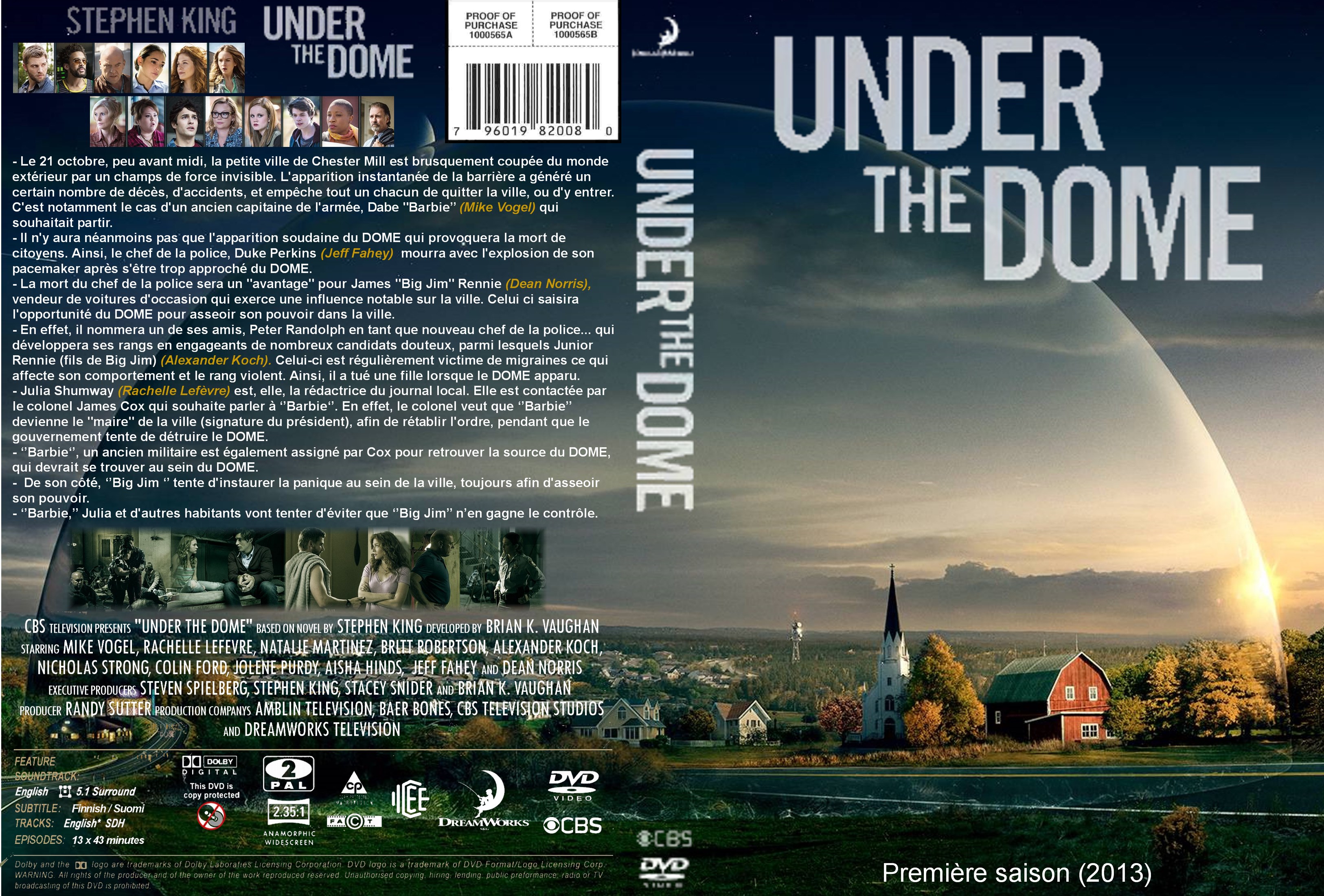 Jaquette DVD Under the dome Saison 1 custom