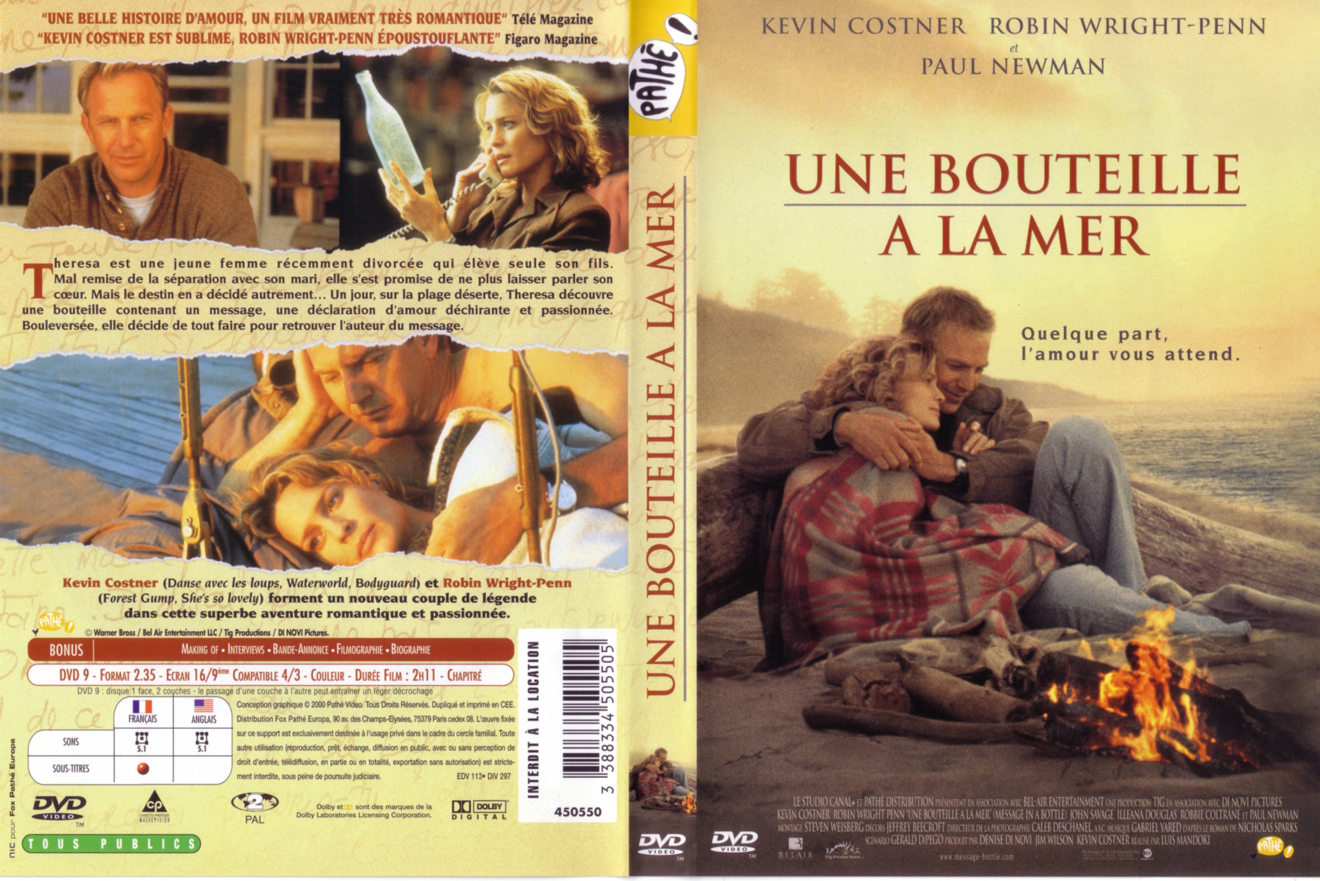 Jaquette DVD Une bouteille  la mer