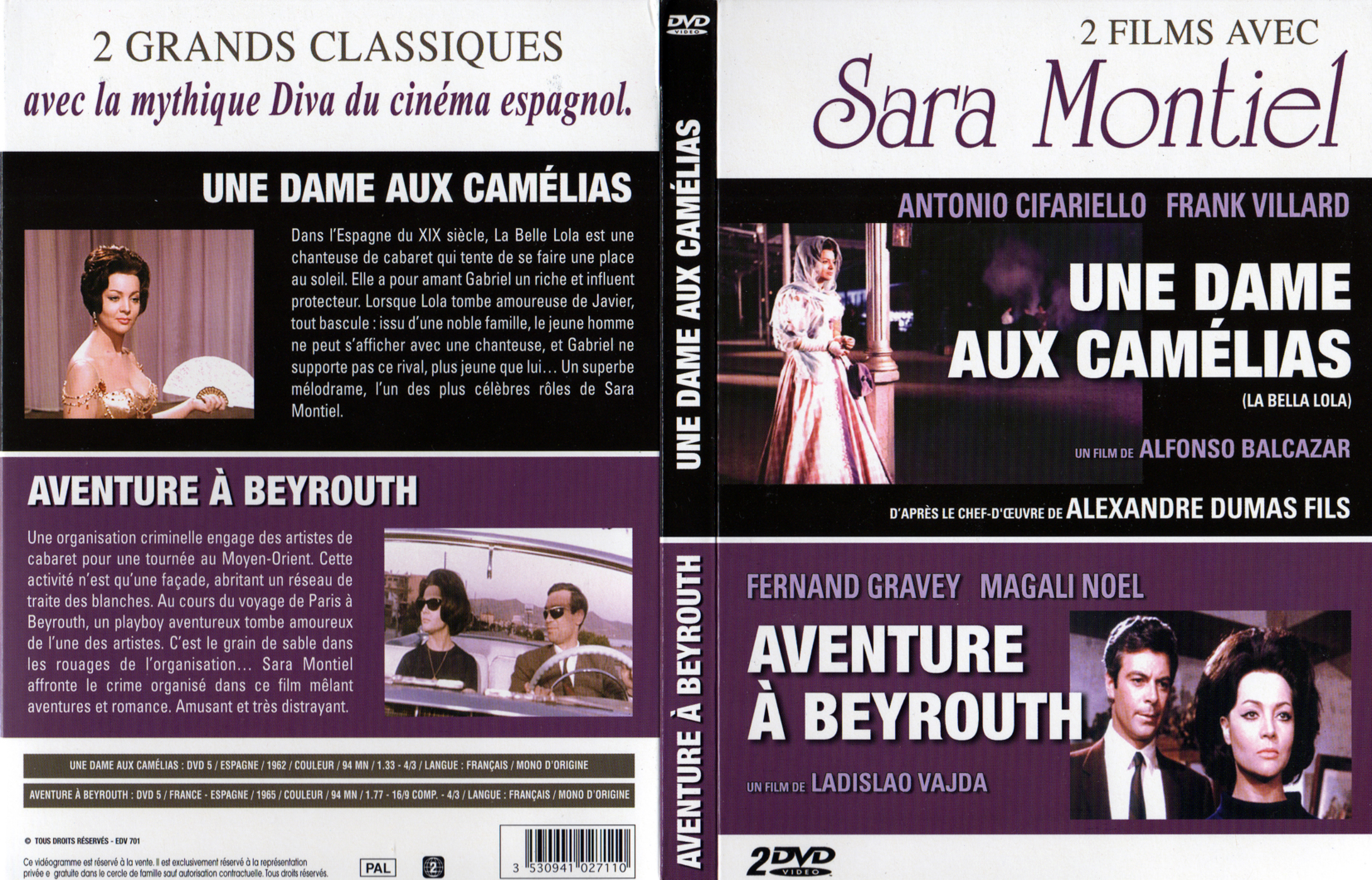 Jaquette DVD Une dame aux camlias + Aventure  Beyrouth