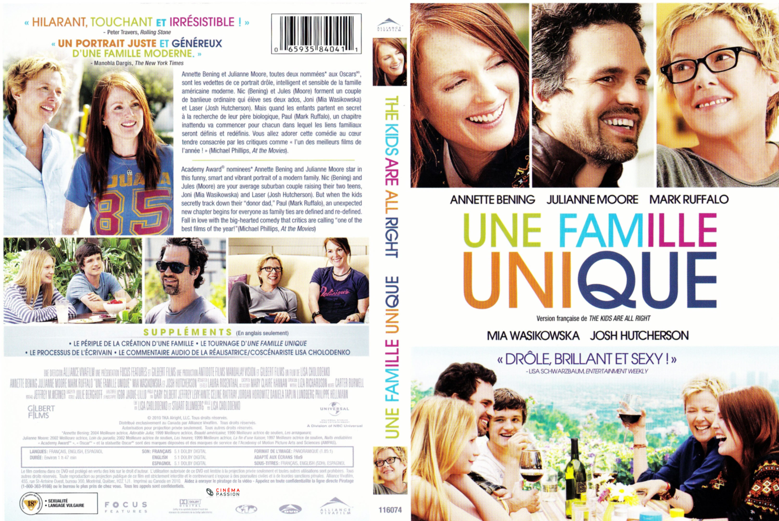 Jaquette DVD Une famille unique - The kids are all right (Canadienne)