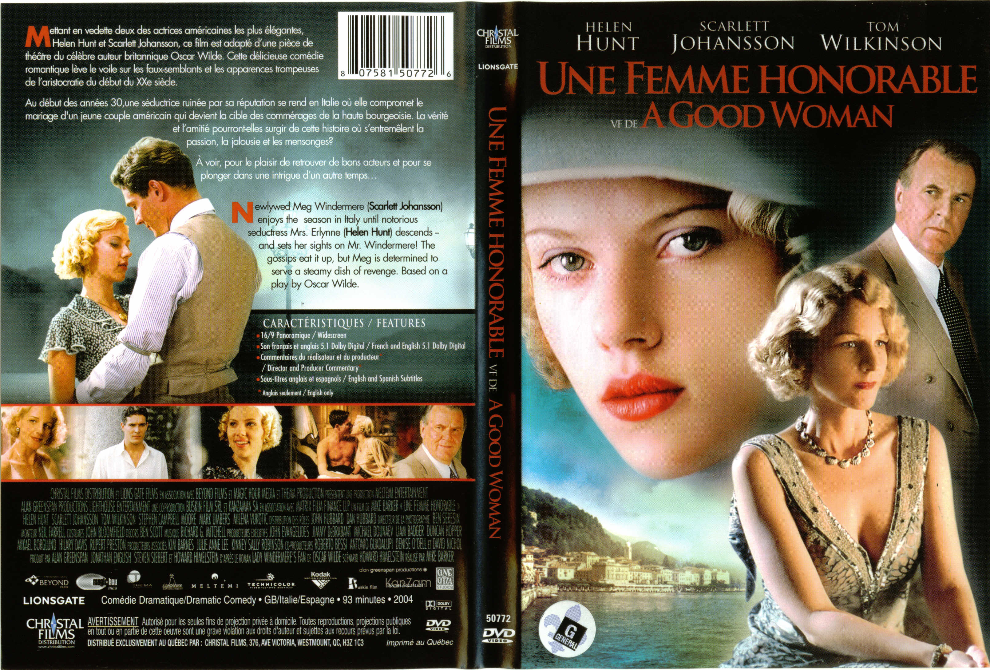 Jaquette DVD Une femme honorable