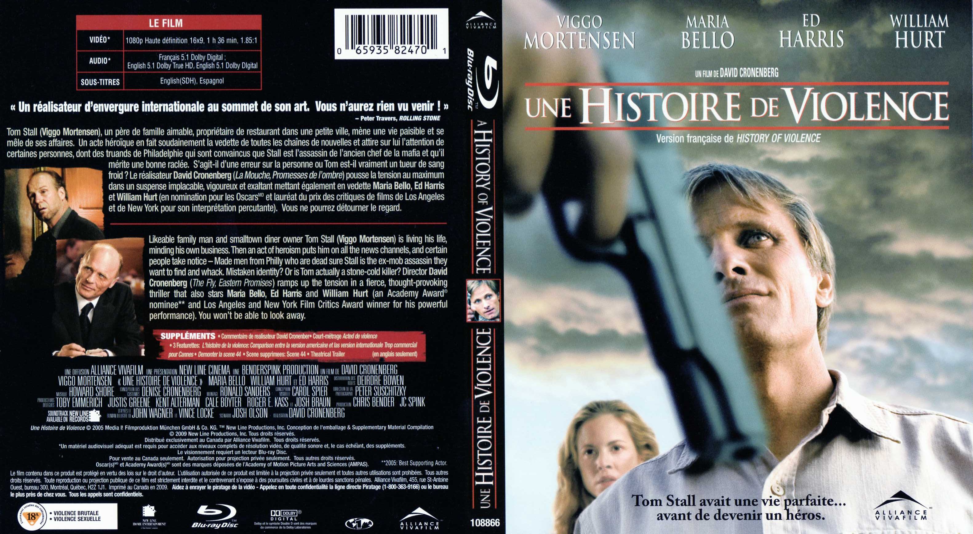 Jaquette DVD Une histoire de violence - A history of violence (BLU-RAY)