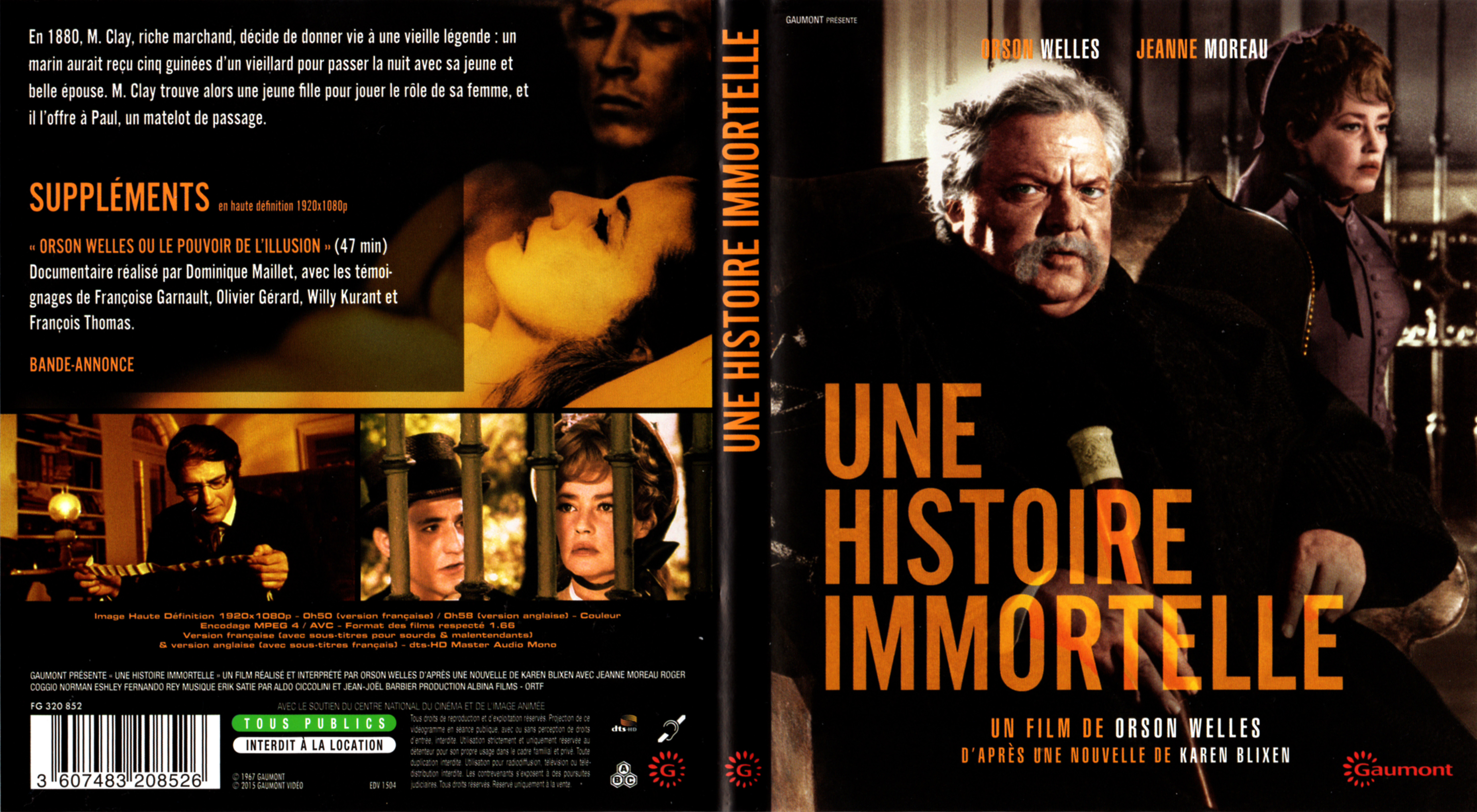 Jaquette DVD Une histoire immortelle (BLU-RAY)