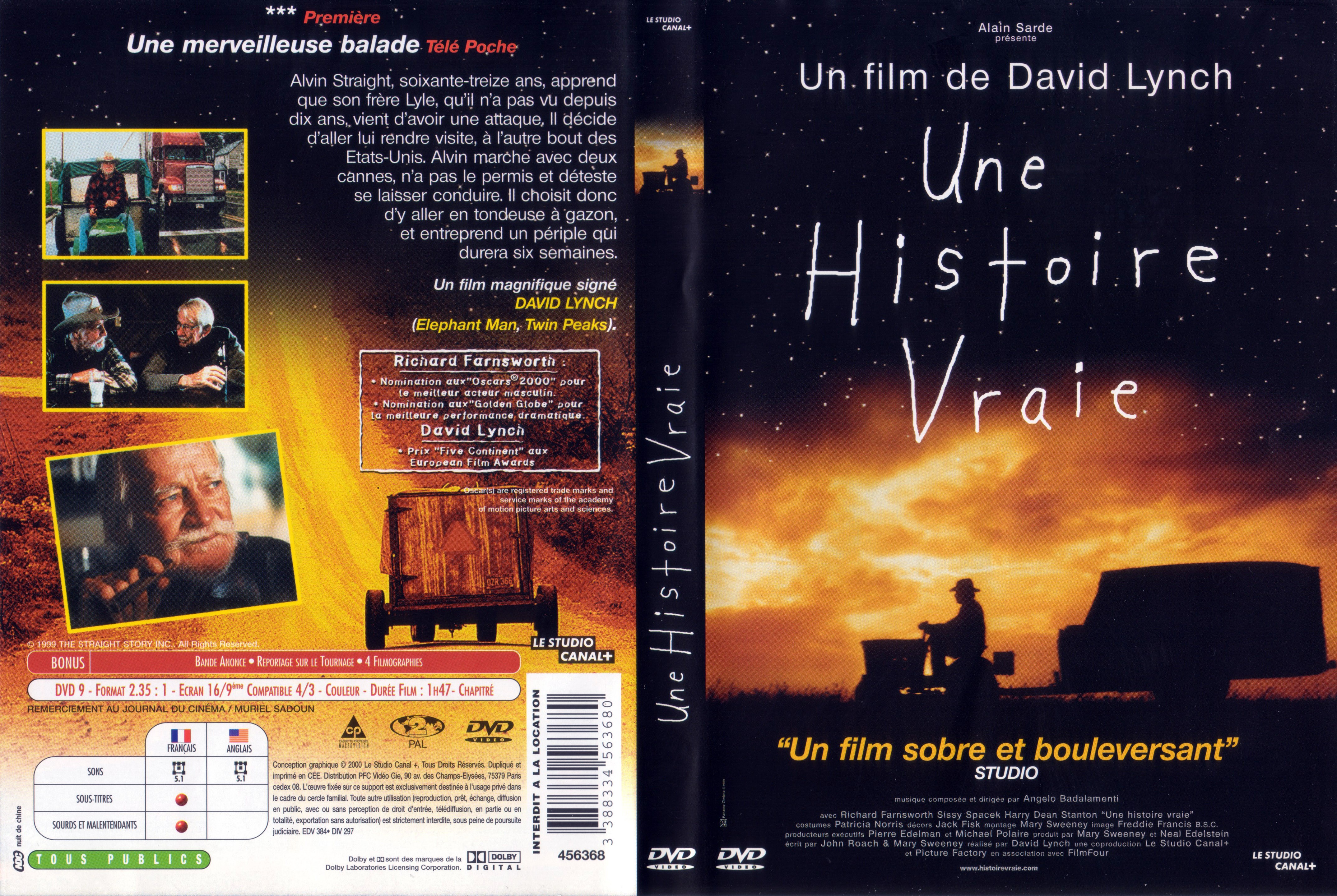 Jaquette DVD Une histoire vraie