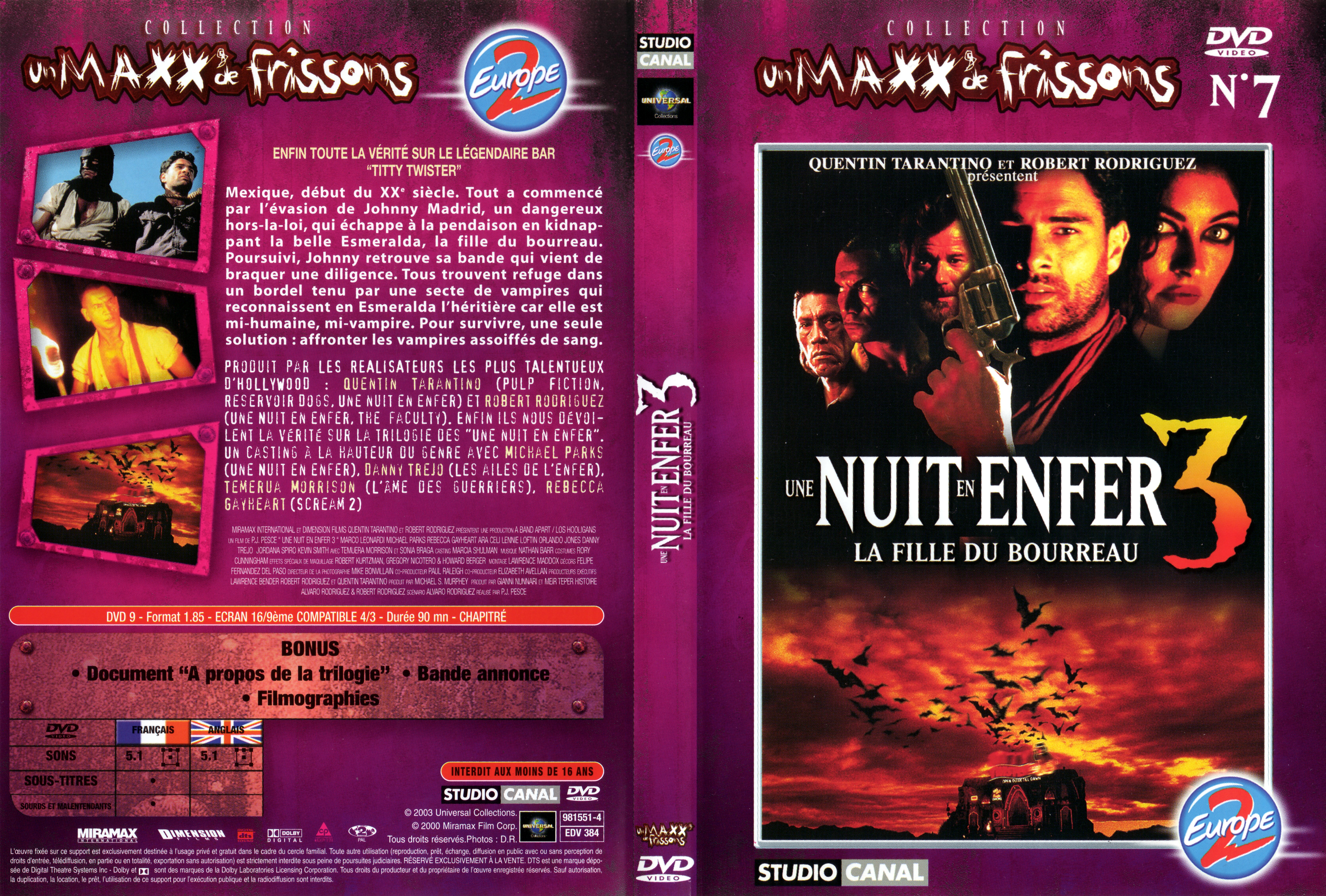 Jaquette DVD Une nuit en enfer 3