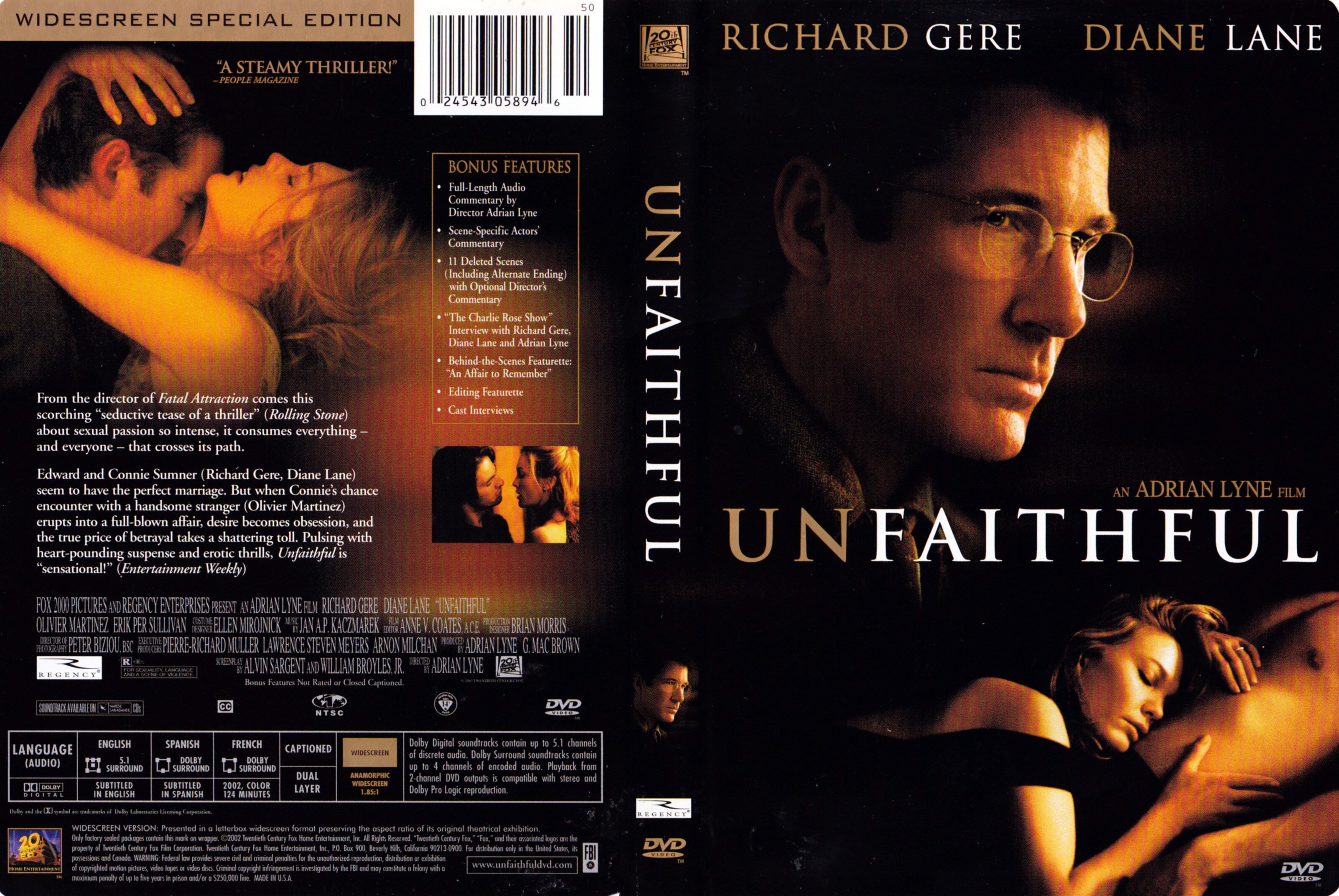 Jaquette DVD Unfaithful Zone 1
