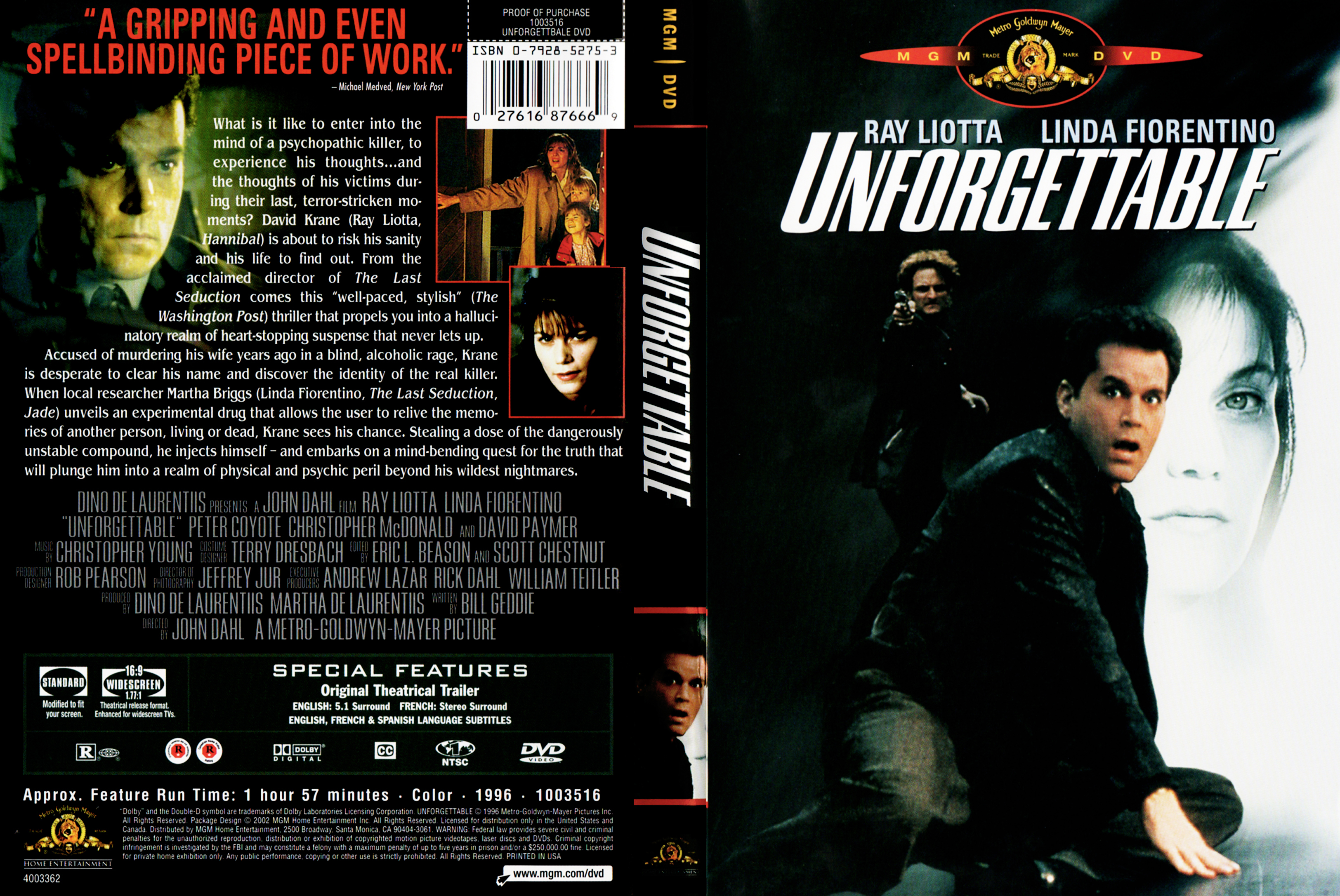 Jaquette DVD Unforgettable Zone 1