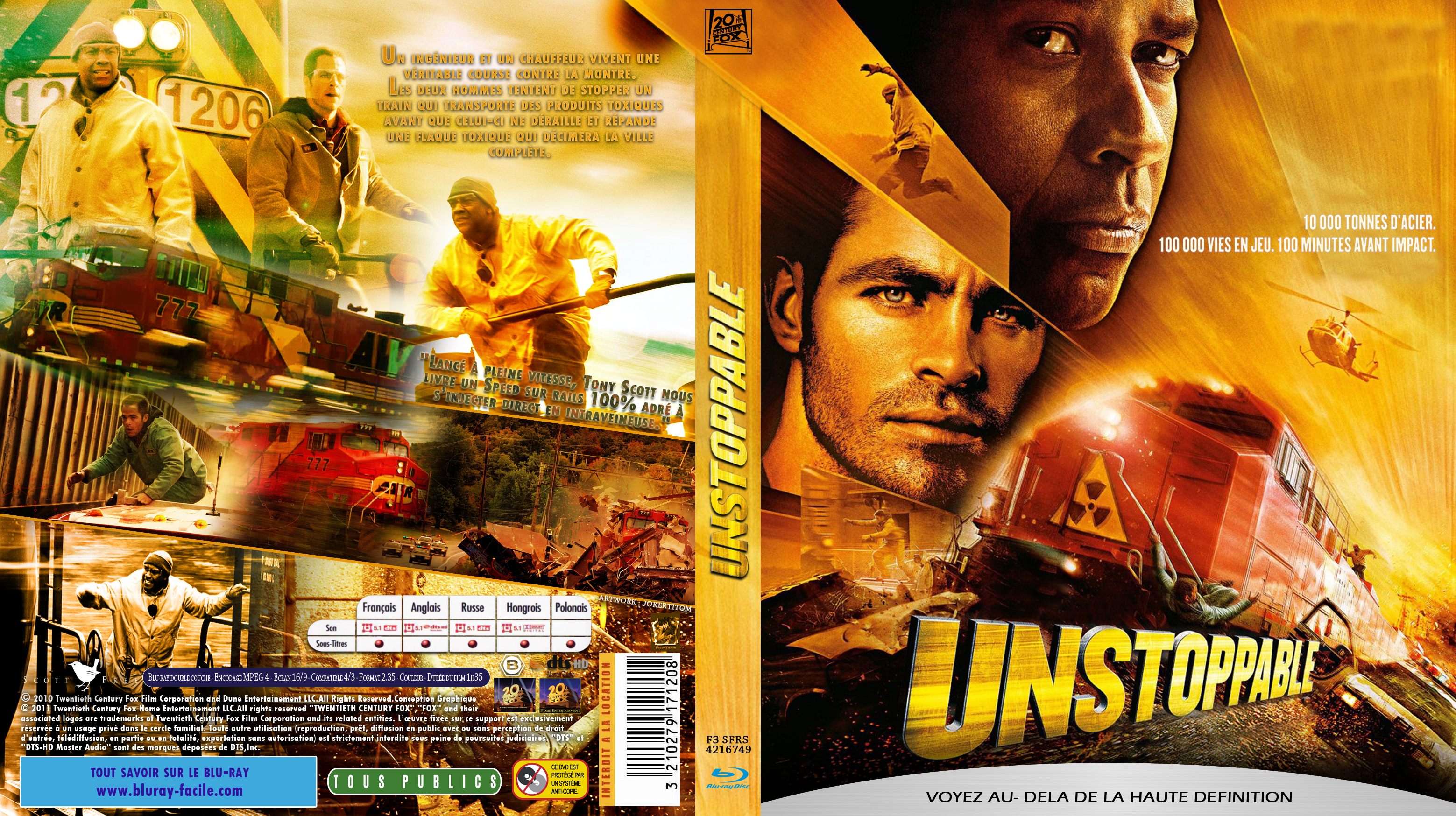 Jaquette DVD Unstoppable (BLU-RAY) custom